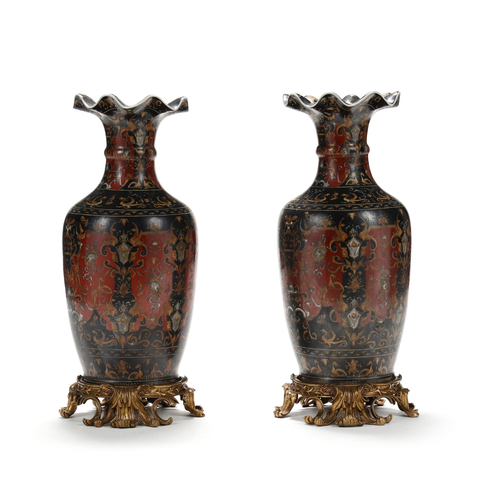 United Wilson, Pair of Large Decorative Porcelain and Ormolu Floor Vases (1 of 16)