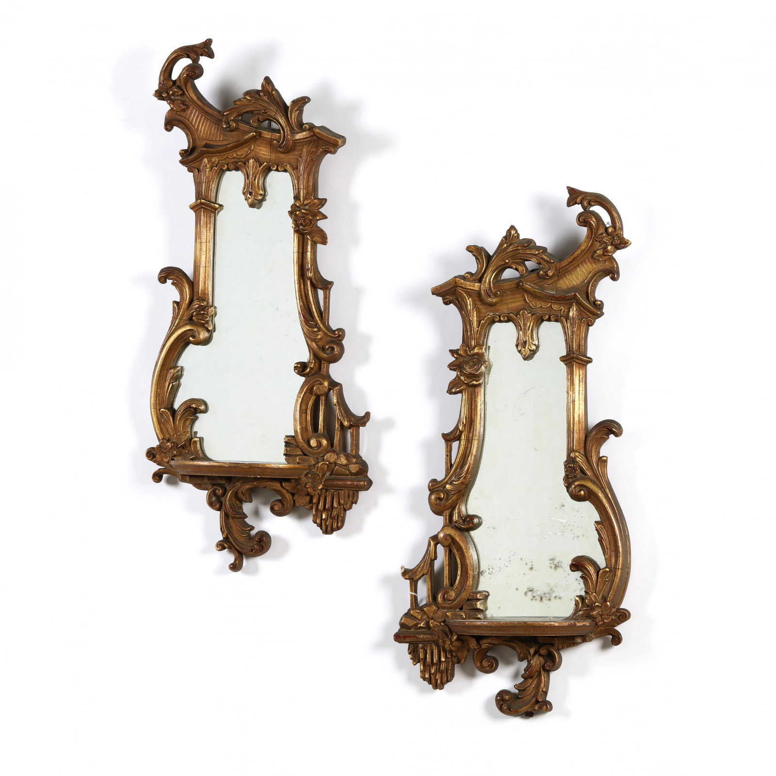 Pair of Rococo Style Gilt Mirrors with Shelves (1 of 8)