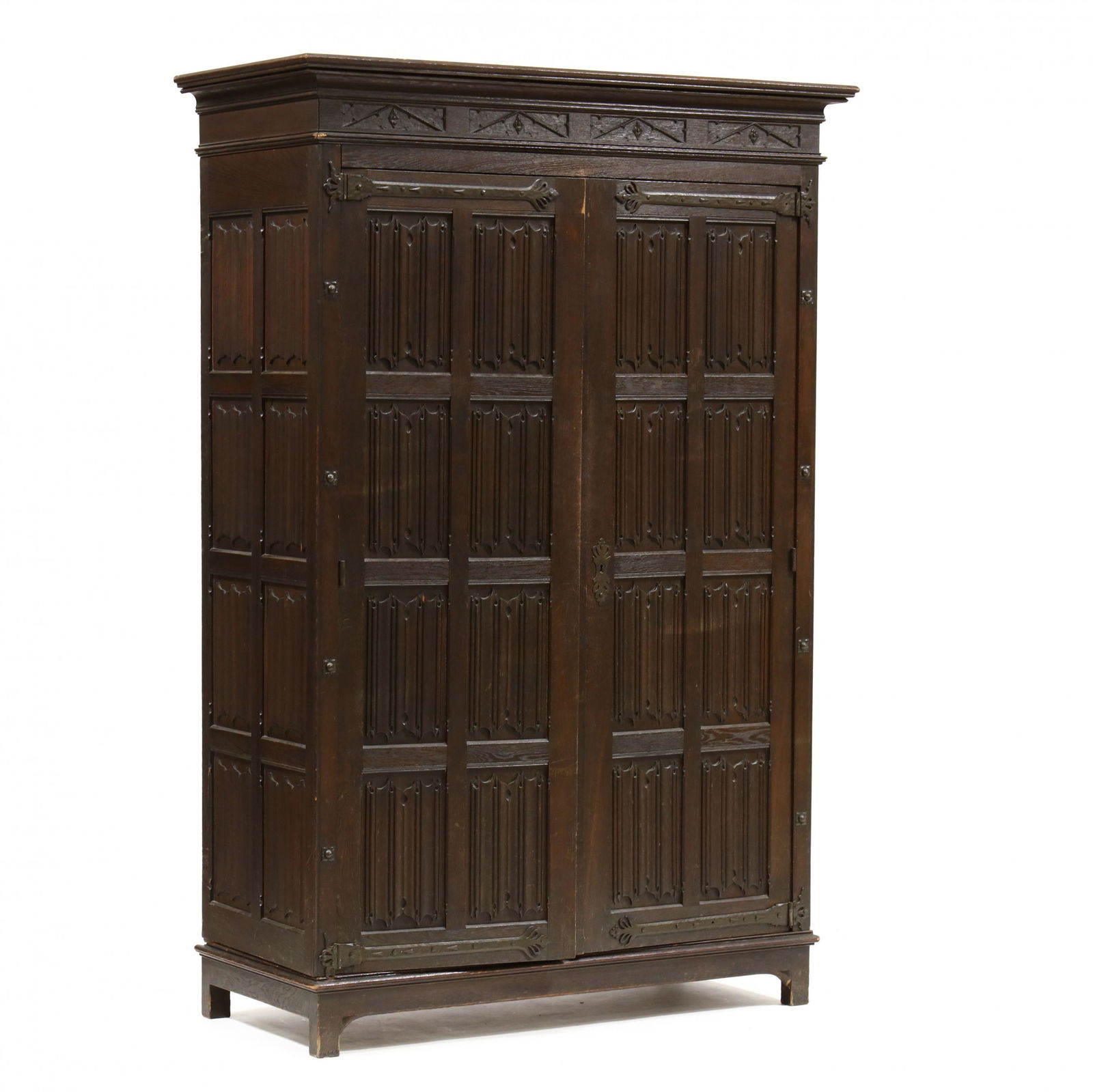 Gothic Style Carved Oak Linen Press (1 of 6)