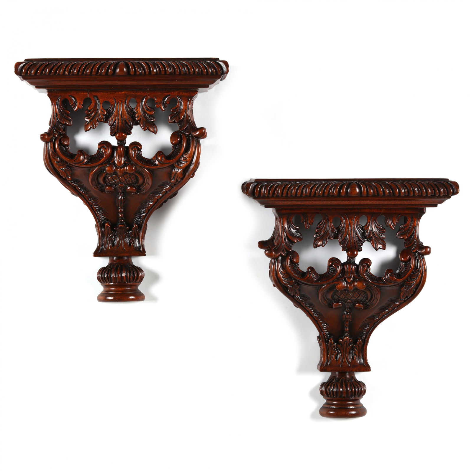 Pair of Louis XV Style Carved Mahogany Wall Brackets (1 of 8)