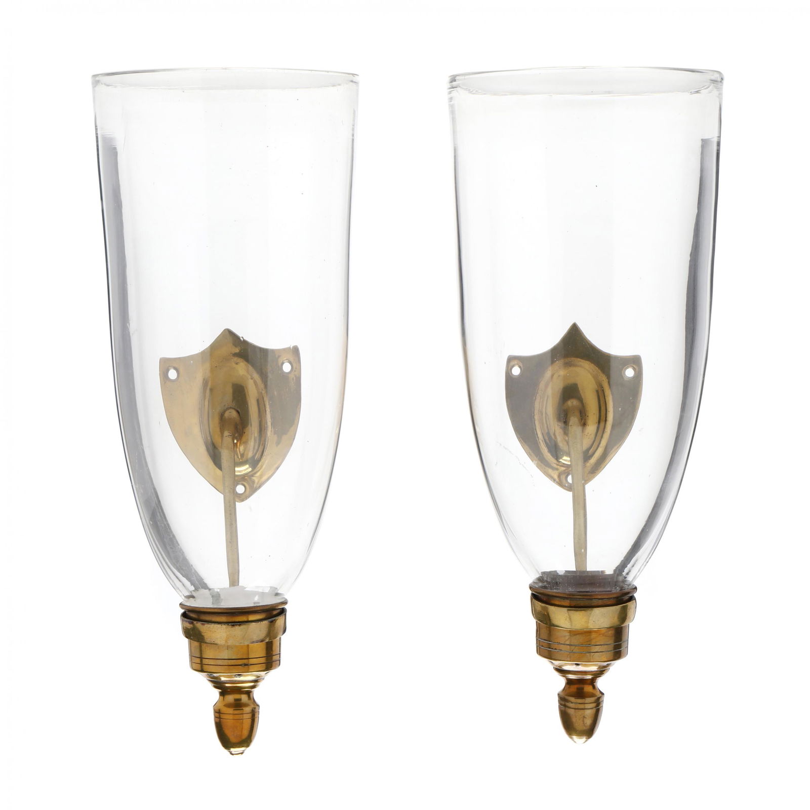 Pair of Regency Brass and Glass Hurricane Wall Sconces (1 of 3)