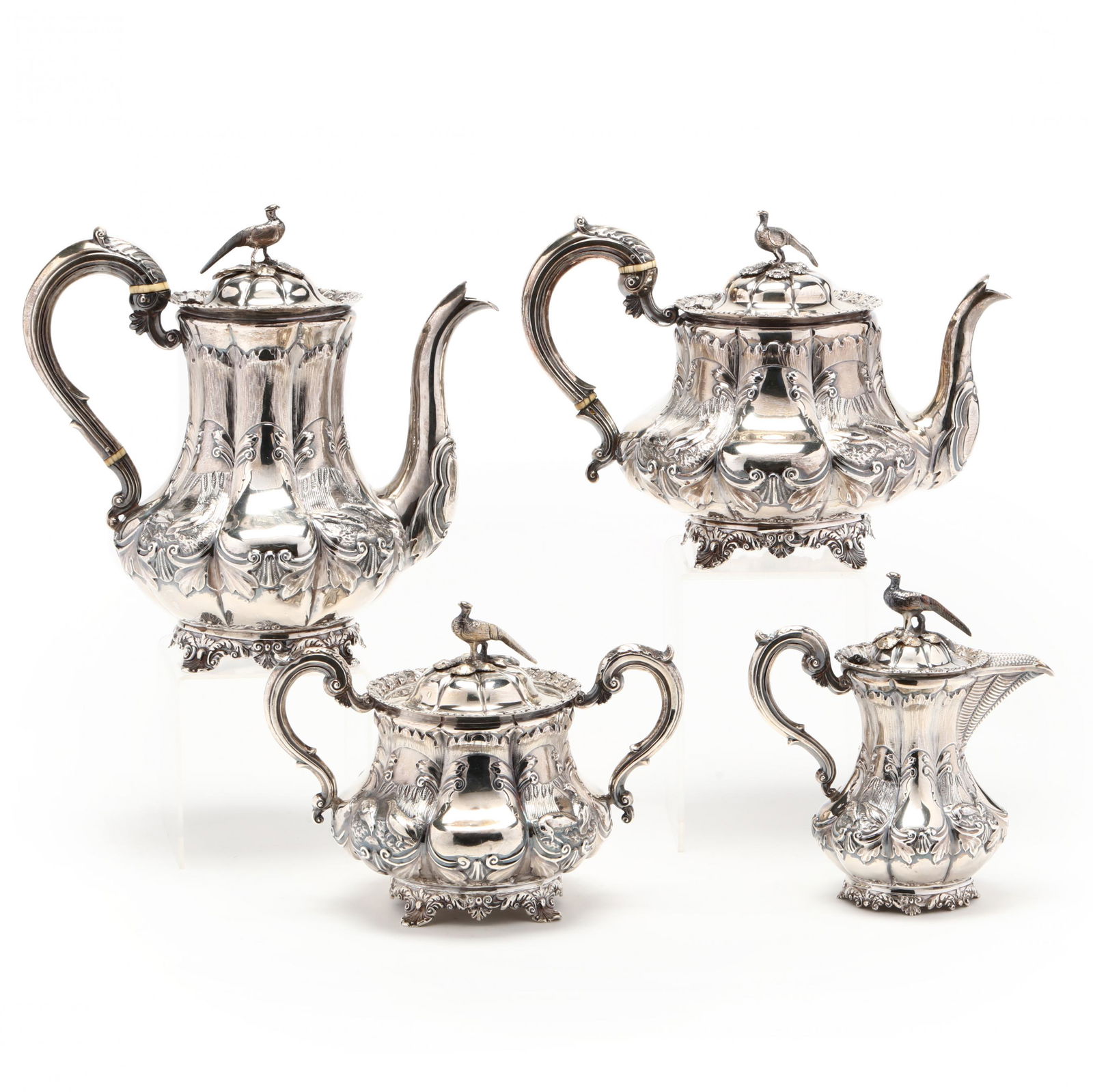 A Victorian Silver Tea & Coffee Service with Game Bird Motif (1 of 11)
