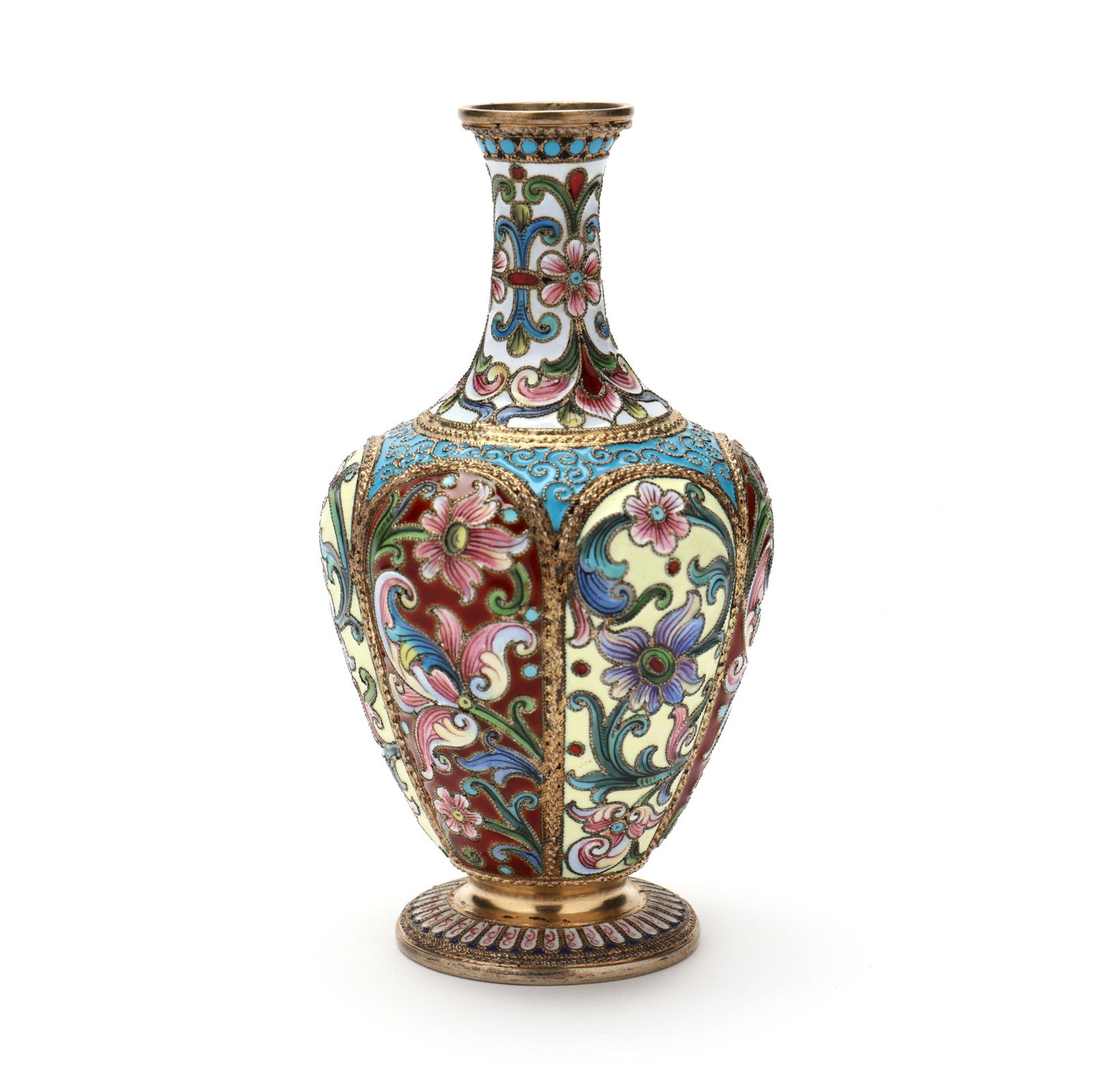 A Russian Silver Gilt & Cloisonné Enamel Miniature Vase (1 of 8)