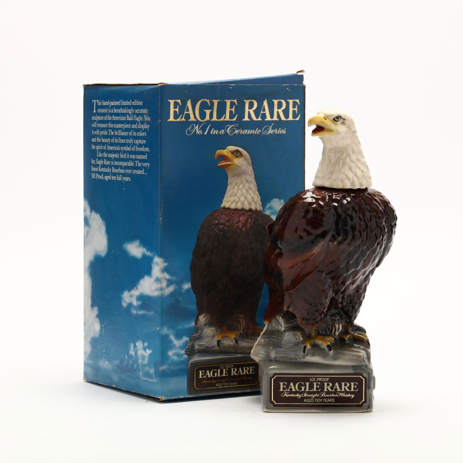 Eagle Rare Bourbon Whiskey in Eagle Ceramic Decanter: Eagle Rare Bourbon Whiskey in Eagle Ceramic Decanter The buyer acknowledges that he/she is acting within compliance with their state and local laws in regards to the purchase, transportation and deliv