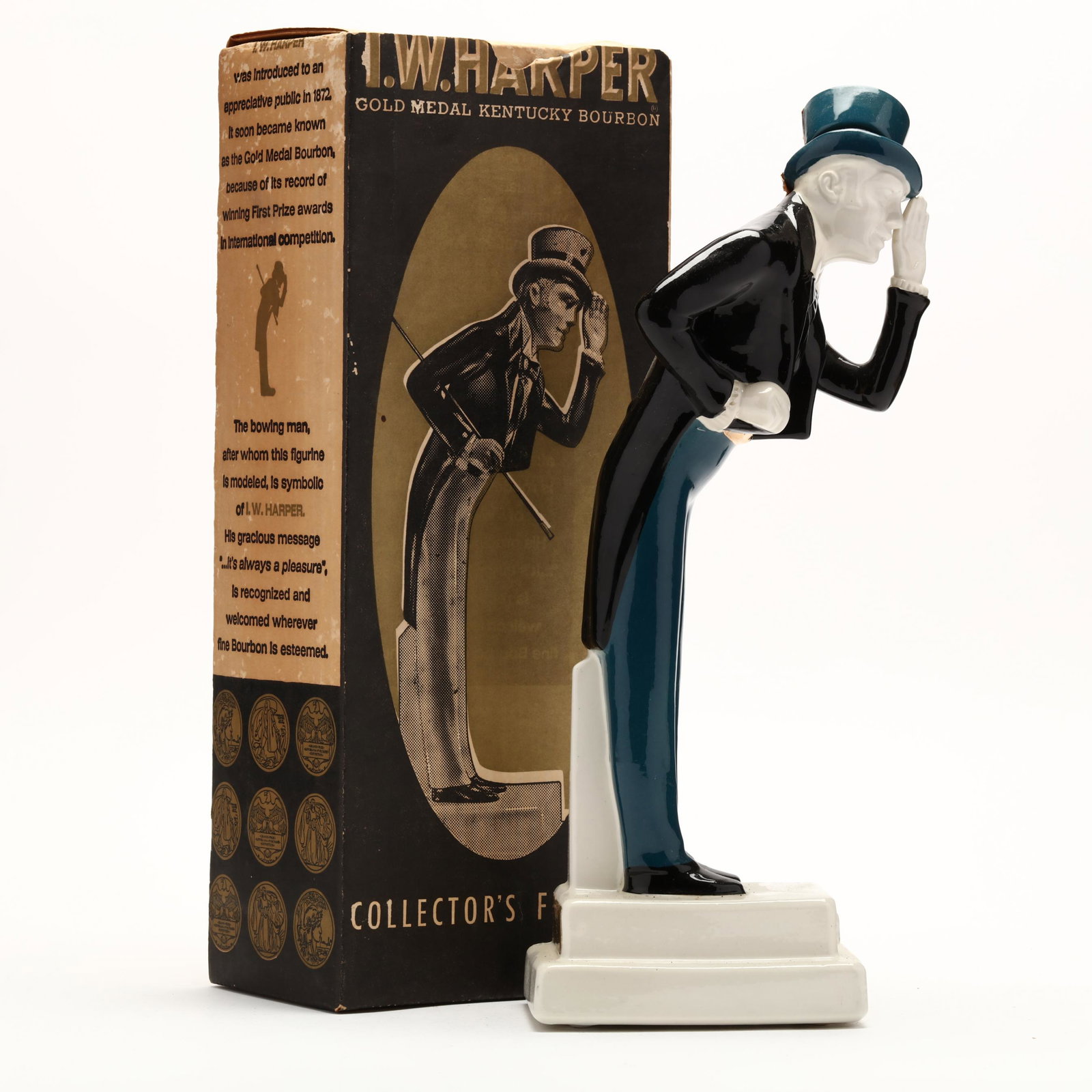 I.W. Harper Kentucky Bourbon Whisky in Figurine Decanter: I.W. Harper Kentucky Bourbon Whisky in Figurine Decanter The buyer acknowledges that he/she is acting within compliance with their state and local laws in regards to the purchase, transportation and d