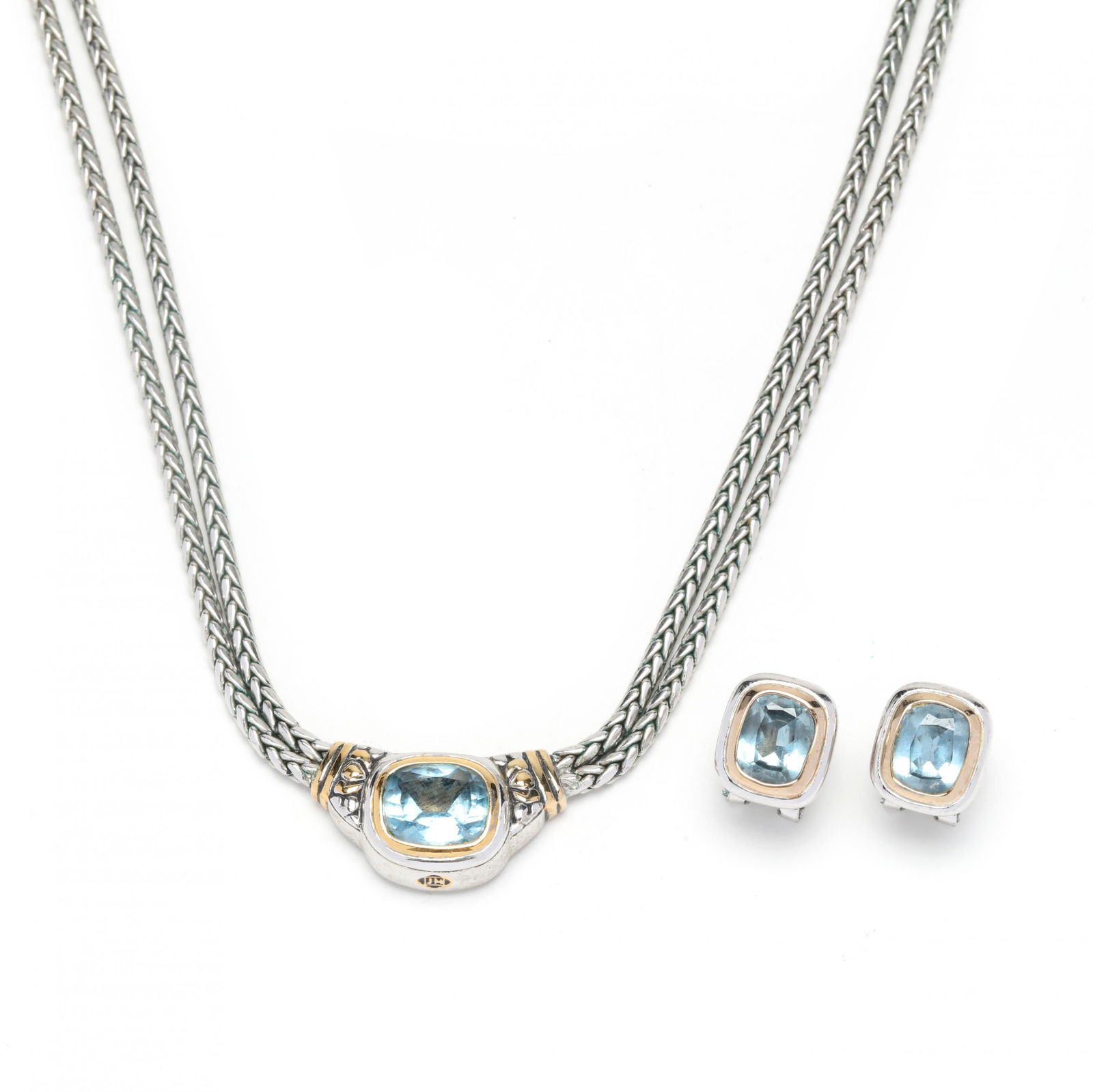 Rhodium and Synthetic Blue Spinel Necklace and Earrings, John Medeiros (1 of 6)