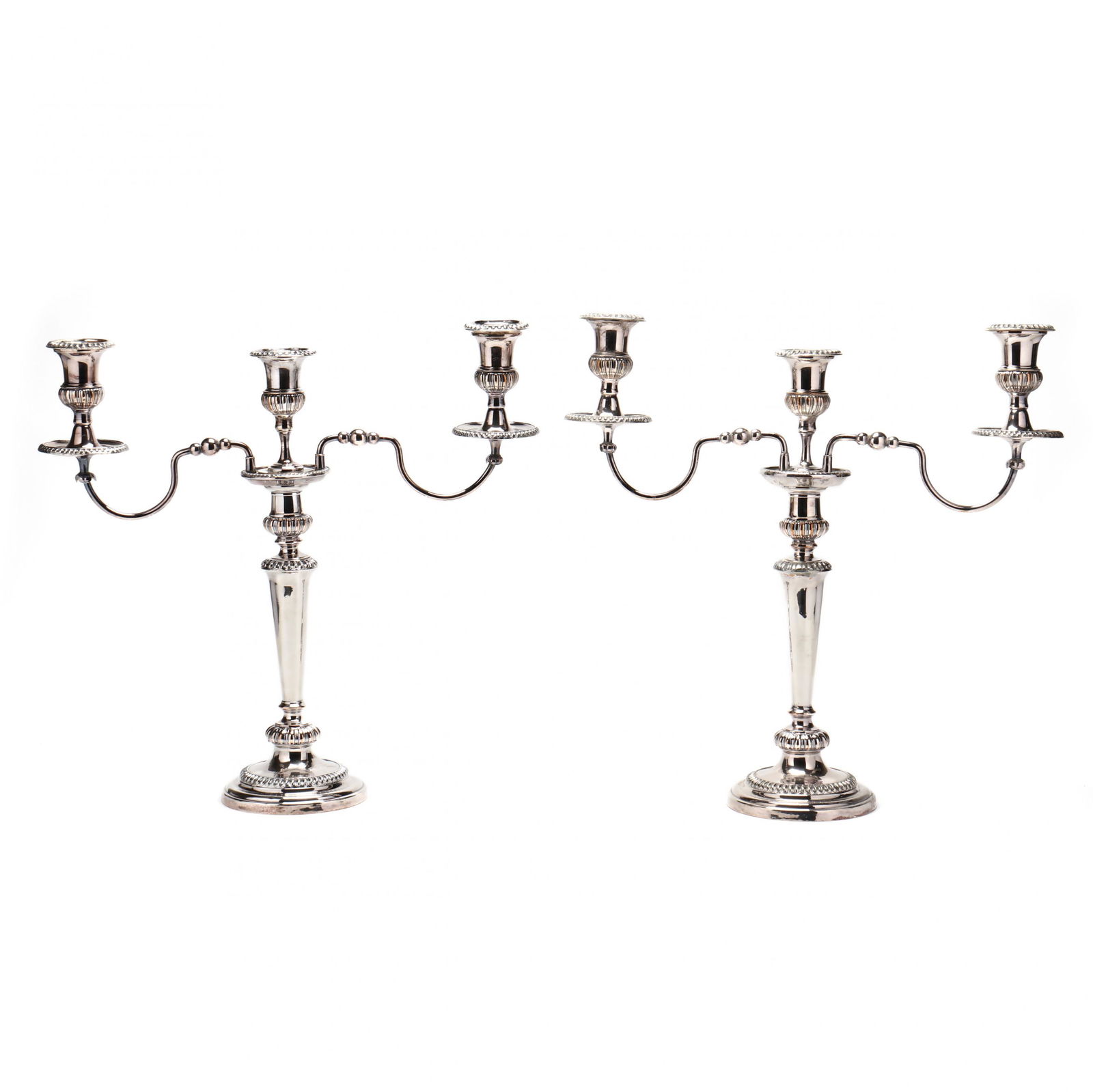Pair of Antique Tall Sheffield Silverplate Three Light Candelabra (1 of 6)