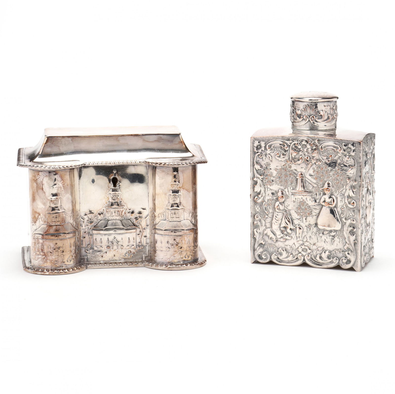 Two Antique Silverplate Tea Caddies (1 of 10)