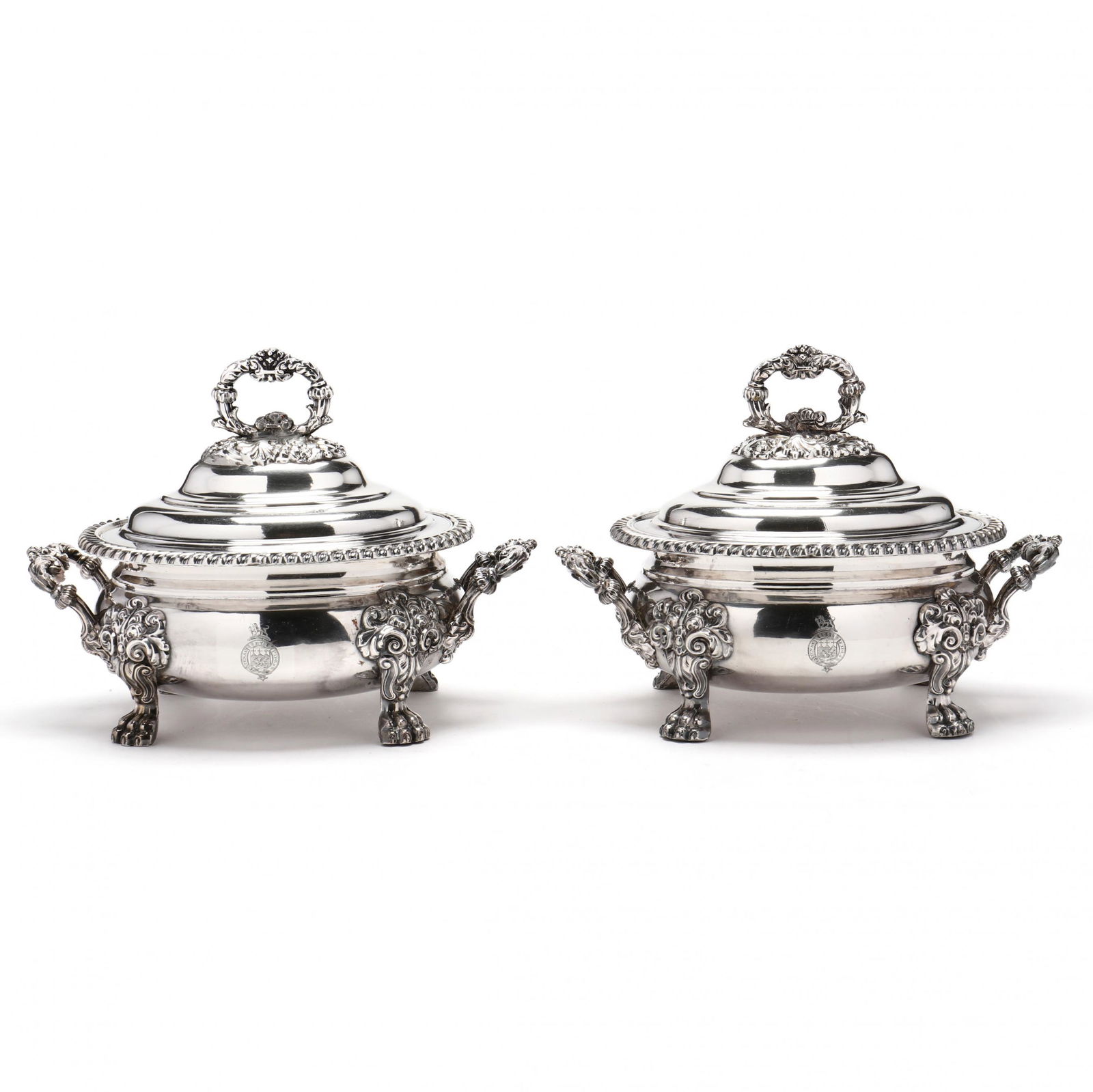 A Pair of George III Sheffield Plate Sauce Tureens (1 of 8)