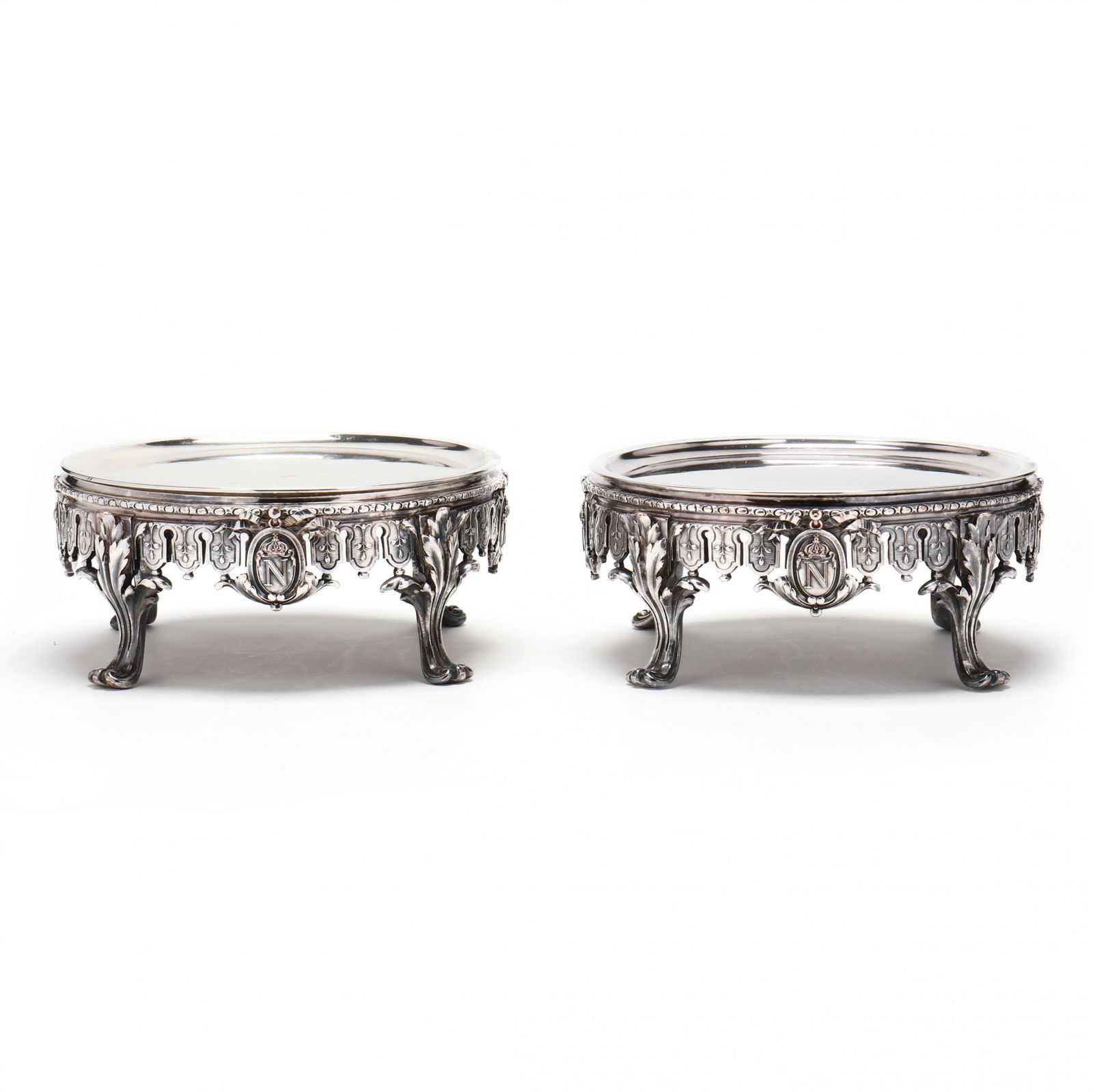 Pair of Napoleon III Christofle Silverplate Chafing Dishes on Stands (1 of 11)