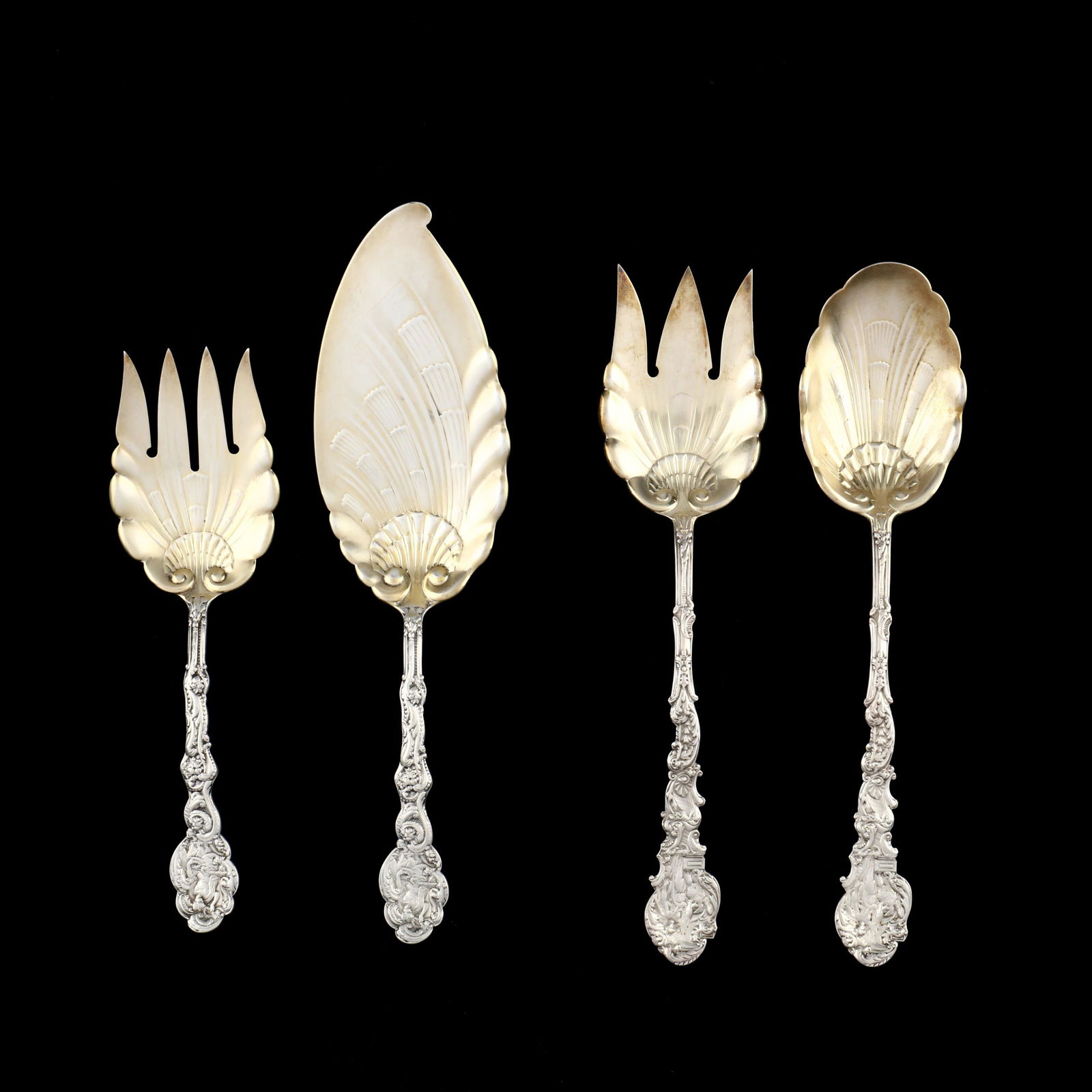 Four Gorham  Versailles  Sterling Silver Gilt Servers (1 of 4)