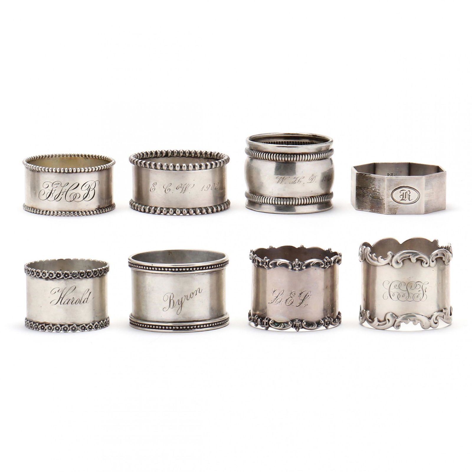 A Set of Eight American Sterling Silver Napkin Rings (1 of 8)