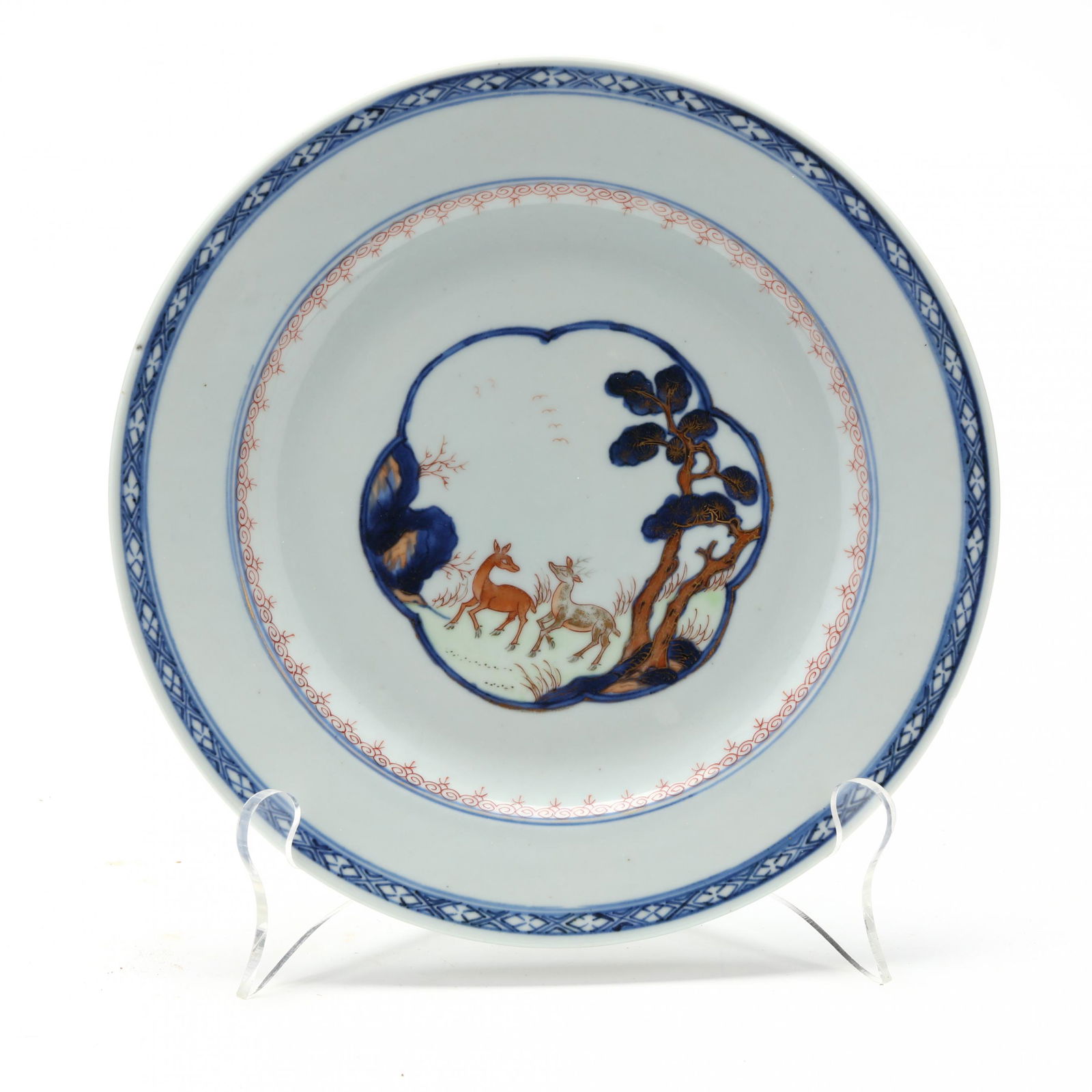 A Chinese Imari Famille Verte Porcelain Plate with Two Deer (1 of 5)