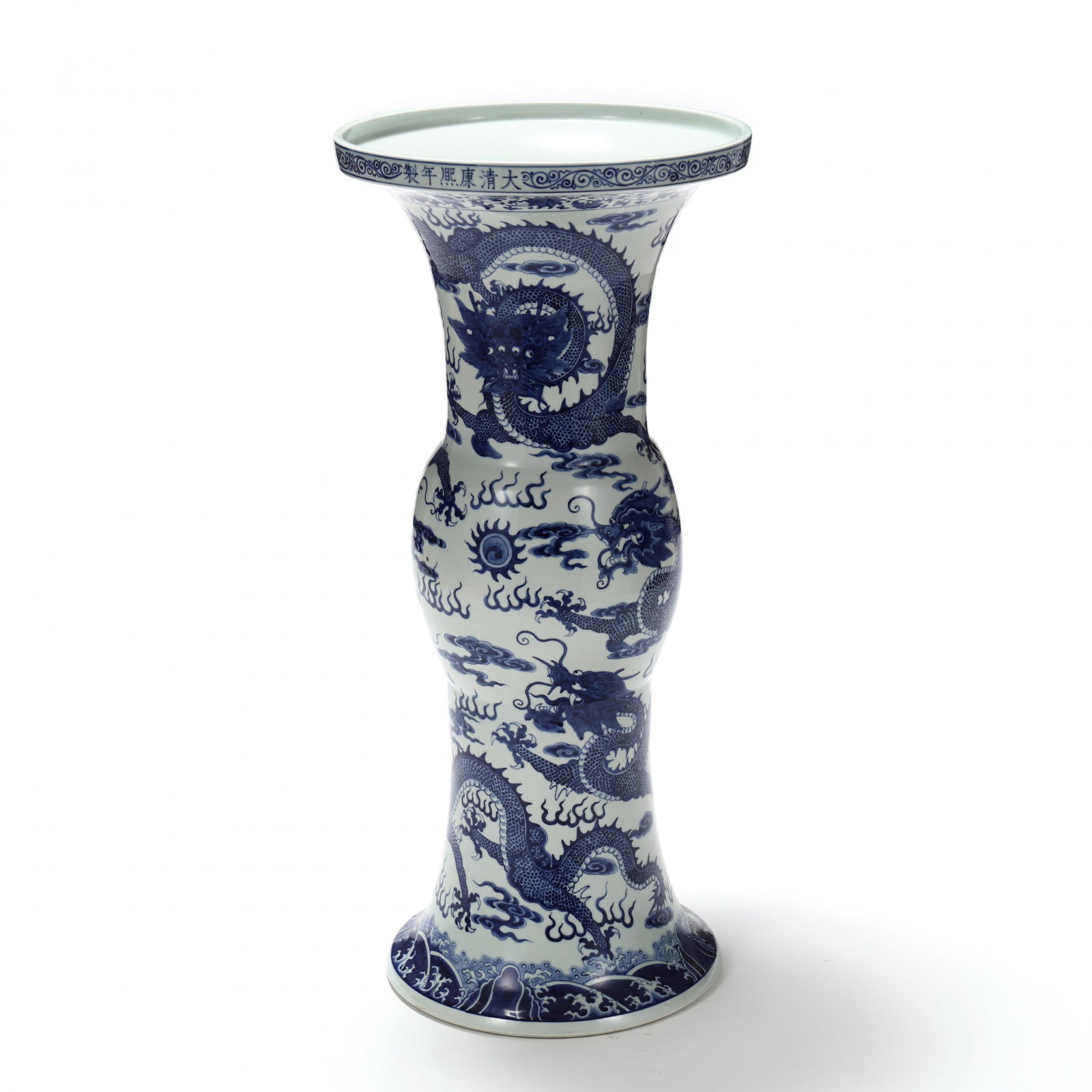 A Tall Chinese Porcelain Blue and White Floor Vase with Dragons (1 of 8)