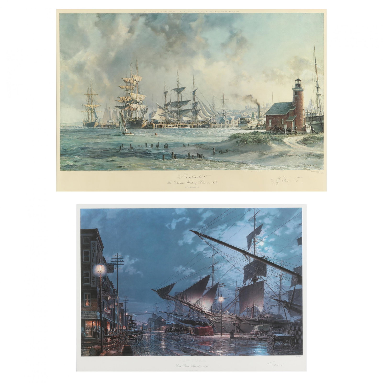 John Stobart (British, b. 1929),  Nantucket  /  New York, East River Arrival, 1884  (Two Works) (1 of 11)