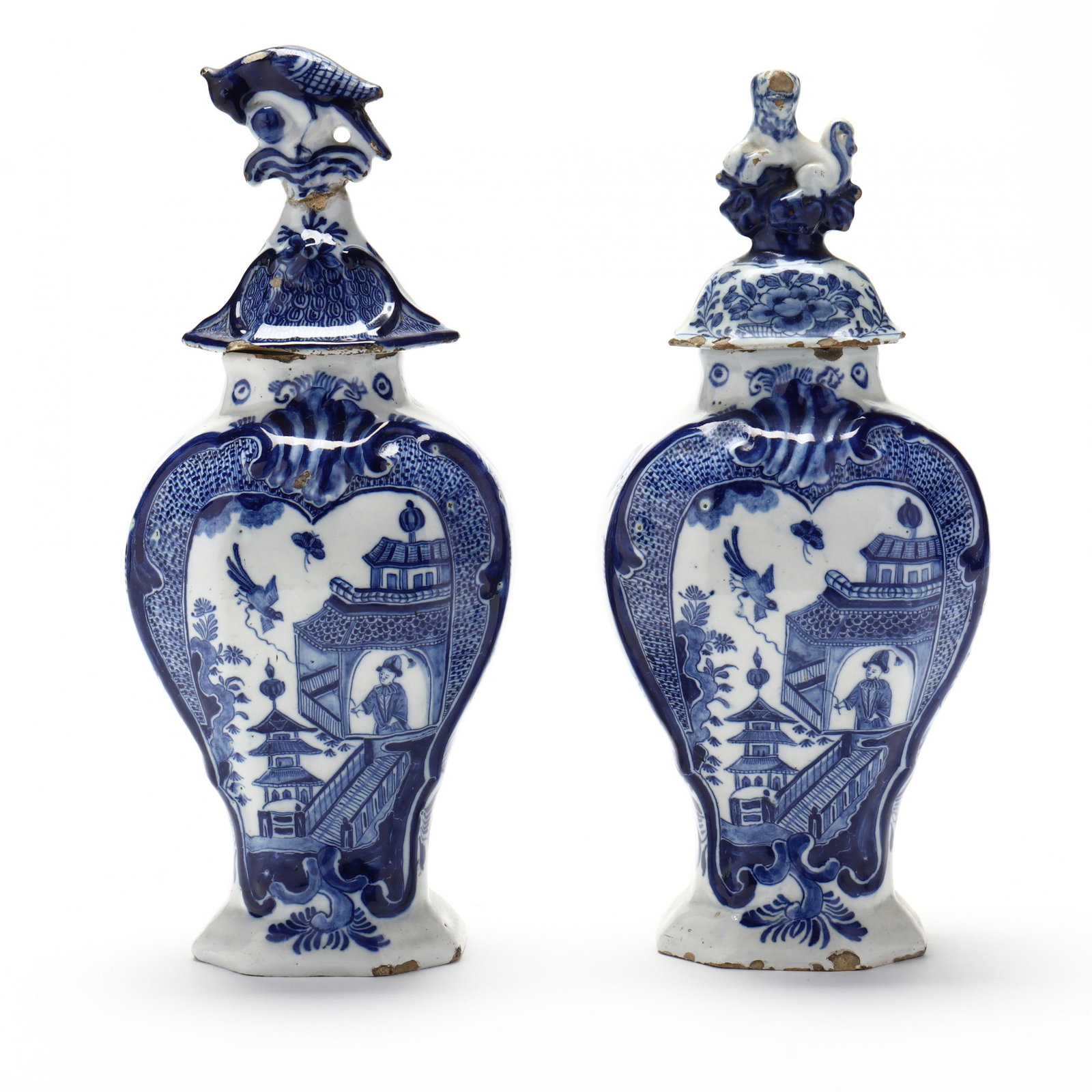 Pair of Delft Blue and White Garniture Vases (1 of 13)