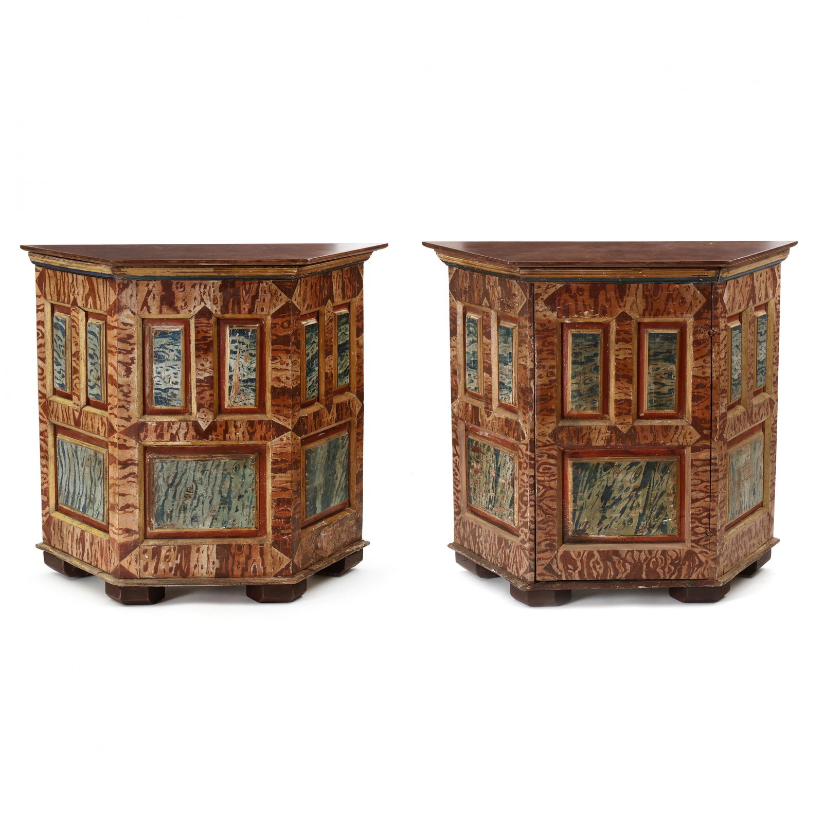 Pair of Antique Continental Paint Decorated Cabinets of Architectural Interest (1 of 14)