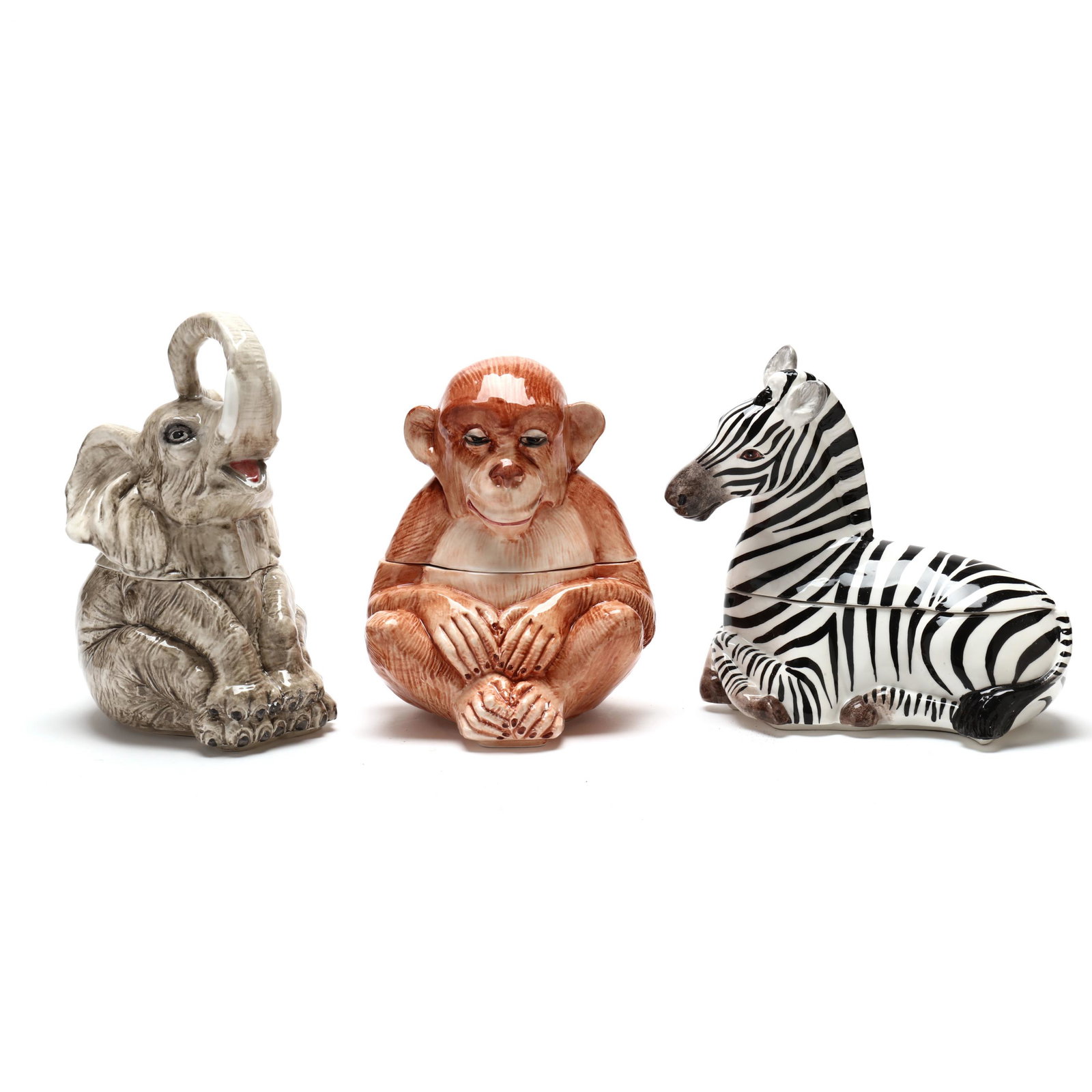 A Grouping of Three Italian Ceramic African Animal Cookie Jars (1 of 9)