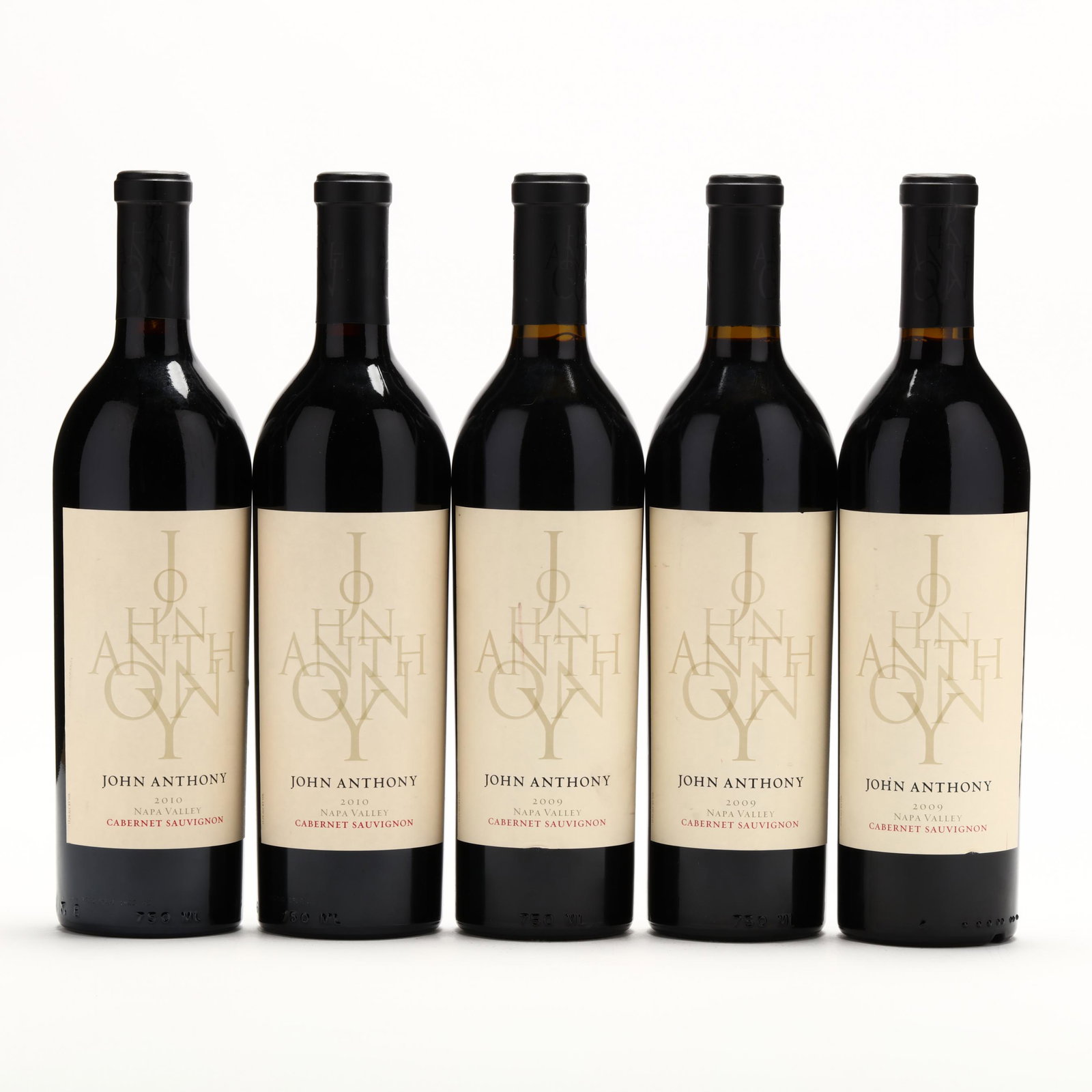 2009 & 2010 John Anthony Vineyards: 2009 & 2010 John Anthony VineyardsVintage 2009, John Anthony Vineyards, Cabernet Sauvignon, Napa Valley, 3 into neck (3 750 ml) Vintage 2010, John Anthony Vineyards, Cabernet Sauvignon, Napa Valley, 2