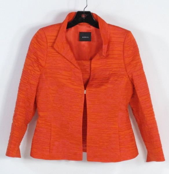 Group of Garments, Akris: Group of Garments, Akris five pieces in total, including a wonderful orange cotton blend jacket with matching camisole, a dark brown turtleneck sweater, a white tank top with pink trim, and a pair of 