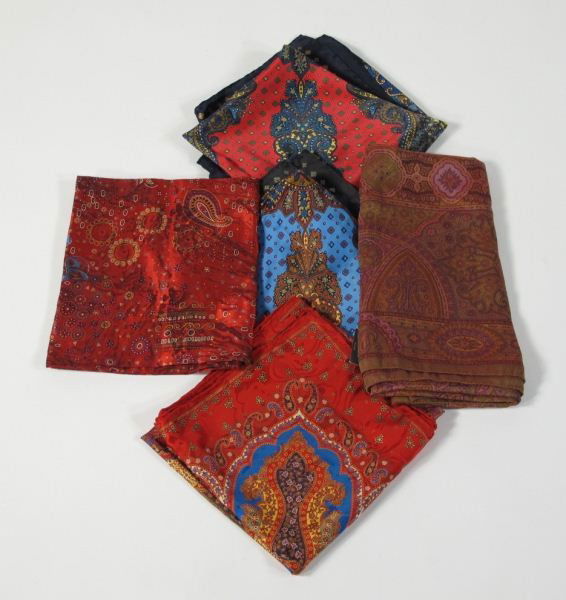 Five Designer Paisley Motif Scarves: Five Designer Paisley Motif Scarvesincluding four examples by Brioni made of silk and one example by Etro made of a silk blend.