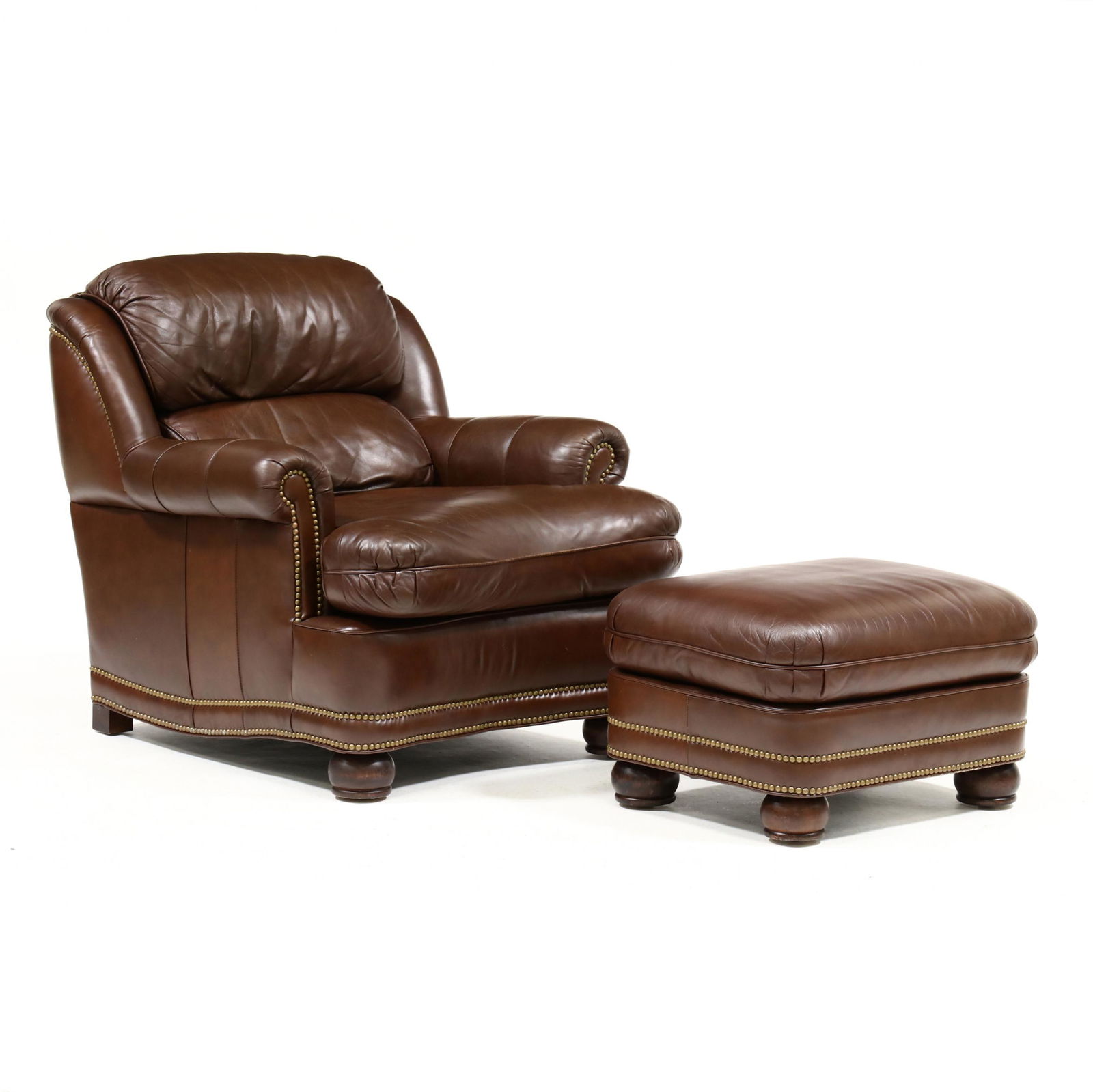 Hancock & Moore, Leather Lounge Chair And Ottoman