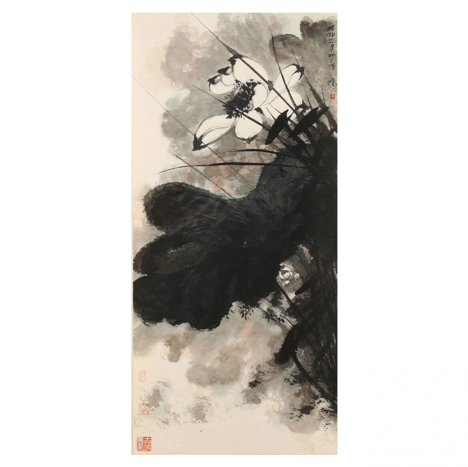 Contemporary Chinese Hanging Scroll Painting of Lotus (1 of 7)