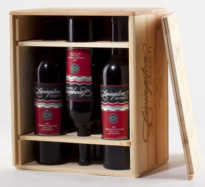 Livingston: Livingston - Vintage 1997 Moffett, Gemstone Vineyard, Napa Valley "Smooth, ripe, rich and complex, with a good dose of currant, sage, mint and wild berry..."(90pts WS) Removed from a large temperature