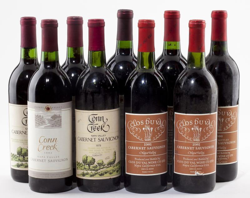 Selection from Clos du Val & Conn Creek: Selection from Clos du Val & Conn Creek - Vintage Vintage 1981, Clos du Val, Napa Cab, 1bn, 1ts (2) Vintage 1986, Clos du Val, Napa Cab, into neck (1) Vintage 1987, Clos du Val, Napa Cab, into neck (1