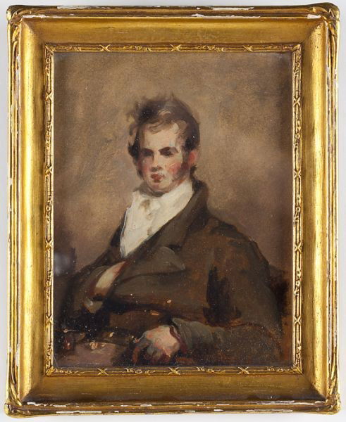 Thomas Sully (PA, 1783-1872), Portrait Study: Thomas Sully (PA, 1783-1872), Portrait Studyoil on board, unsigned, a study for the larger portrait of Francis Cassatt Clopper of Montgomery County, Maryland and completed in 1810, inscribed on the pa