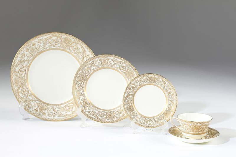 Royal Worcester "Embassy" China Service: Royal Worcester "Embassy" China Service (78) pieces including: (16) dinner plates (10.5 in.), (16) salad plates, (16) bread plates, and (15) cups & saucers.