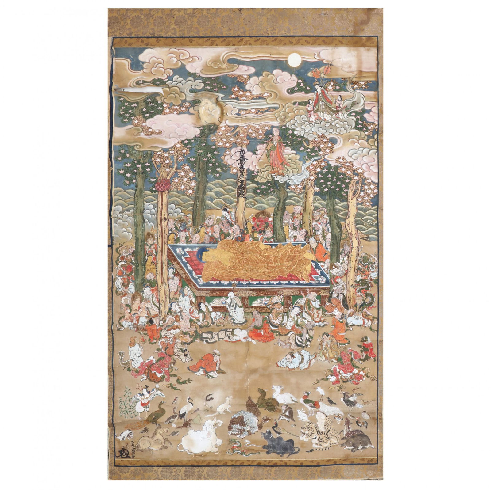 A Large Japanese Painting Of The Death Of The Buddha (nehanzu) Auction
