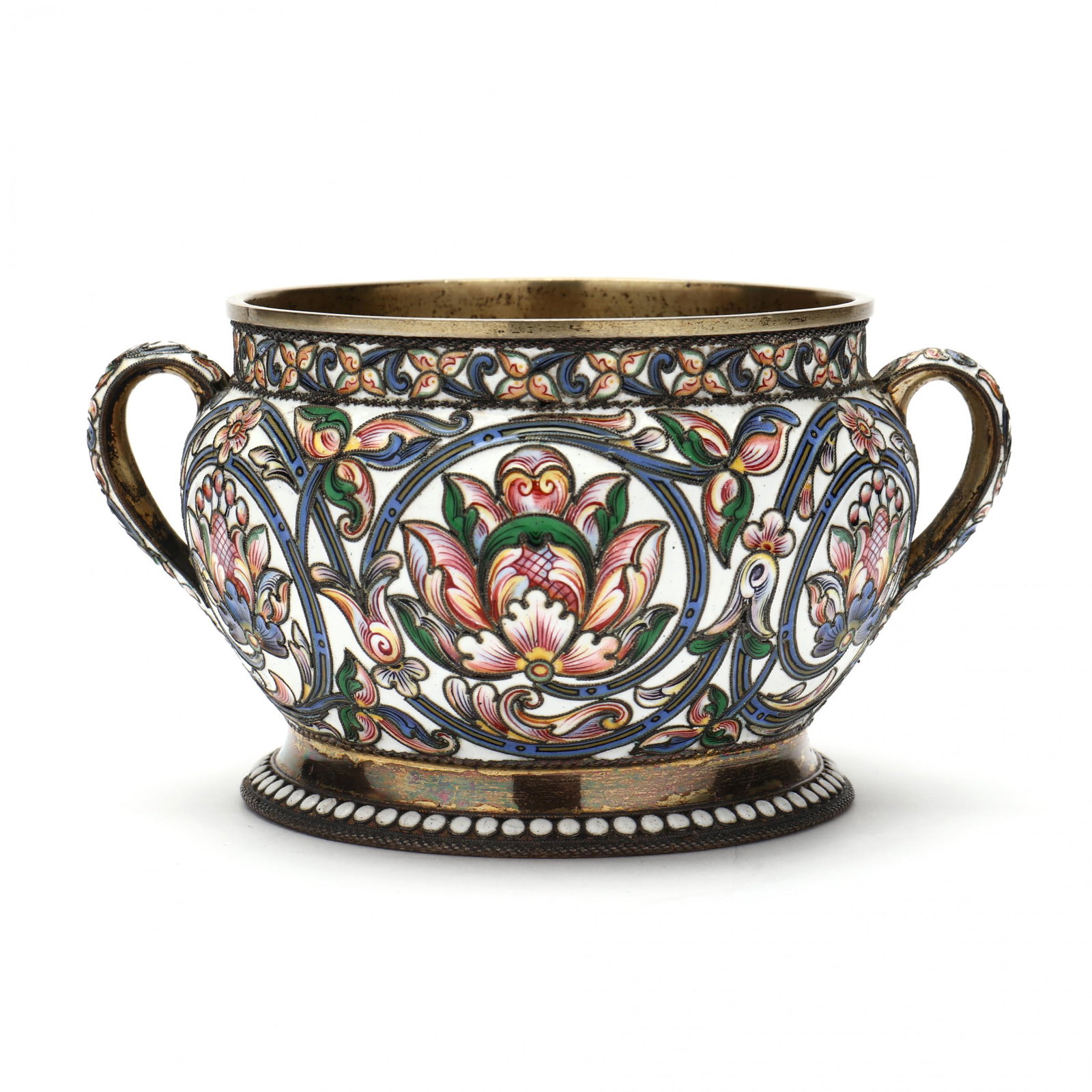 A Russian Silver Gilt & CloisonnÃ© Enamel Bowl, Mark of Oreste Kurlukov (1 of 7)