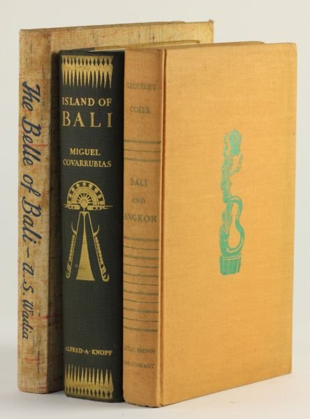 Three Titles on Bali: Three Titles on Bali as follows: Wadia, Ardaser Sorabjee N., THE BELLE OF BALI (1936), inscribed to Jeff Penn with "best wishes for a safe journey"; Gorer, Geoffrey, BALI AND ANKGOR (1936); Covarrubia