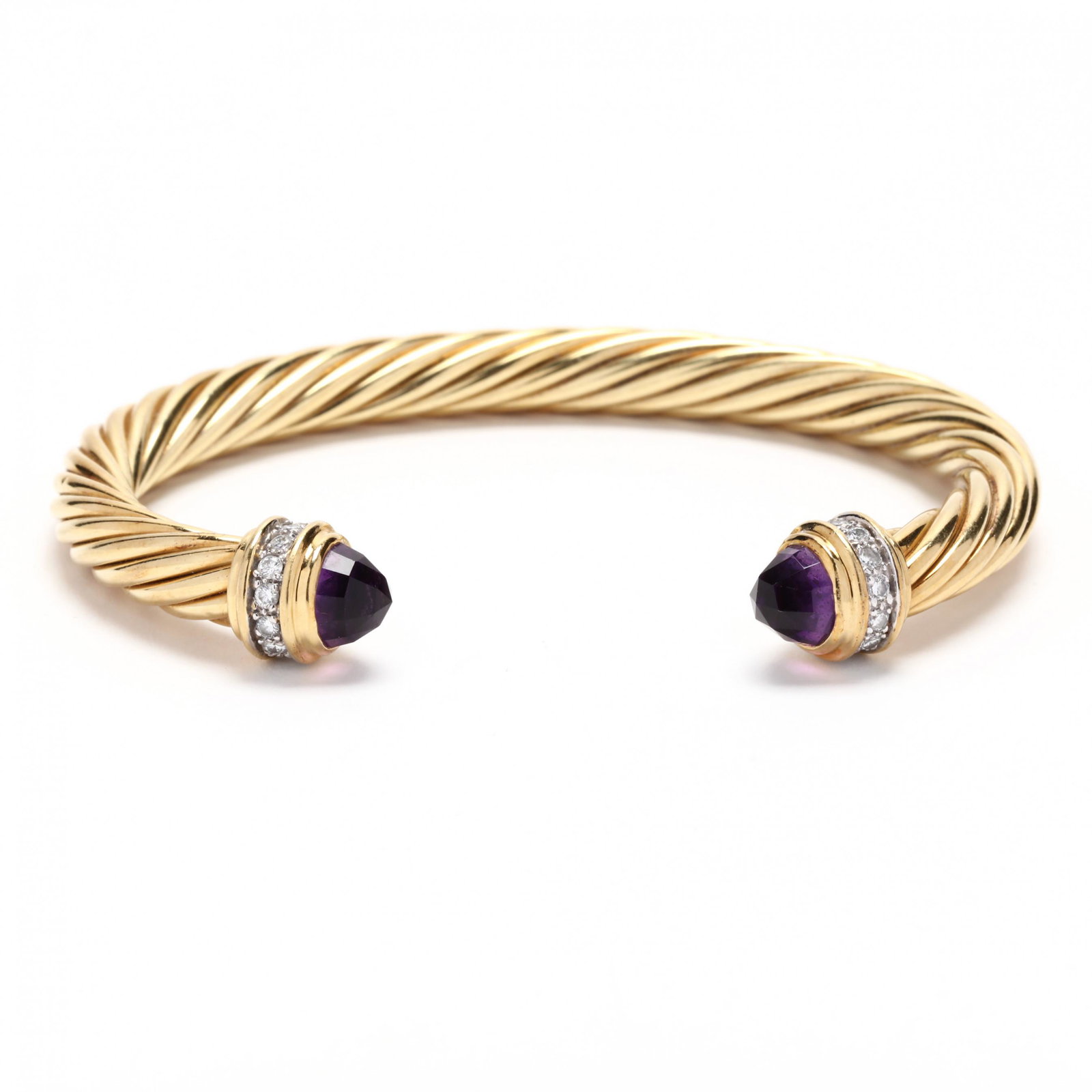 Gold, Amethyst, and Diamond Cable Cuff Bracelet, David Yurman (1 of 7)