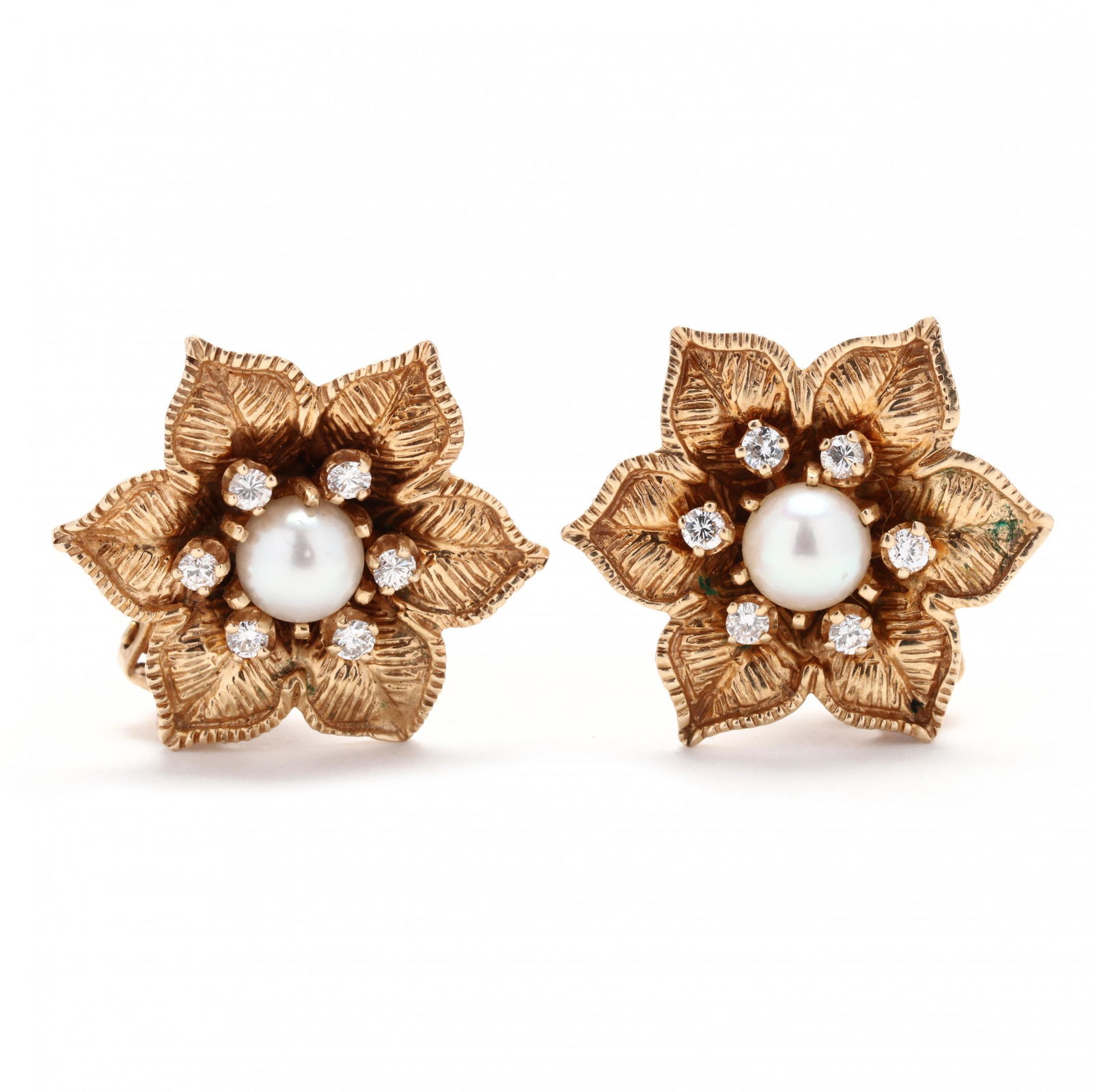 Gold and Gem-Set Flower Ear Clips (1 of 3)