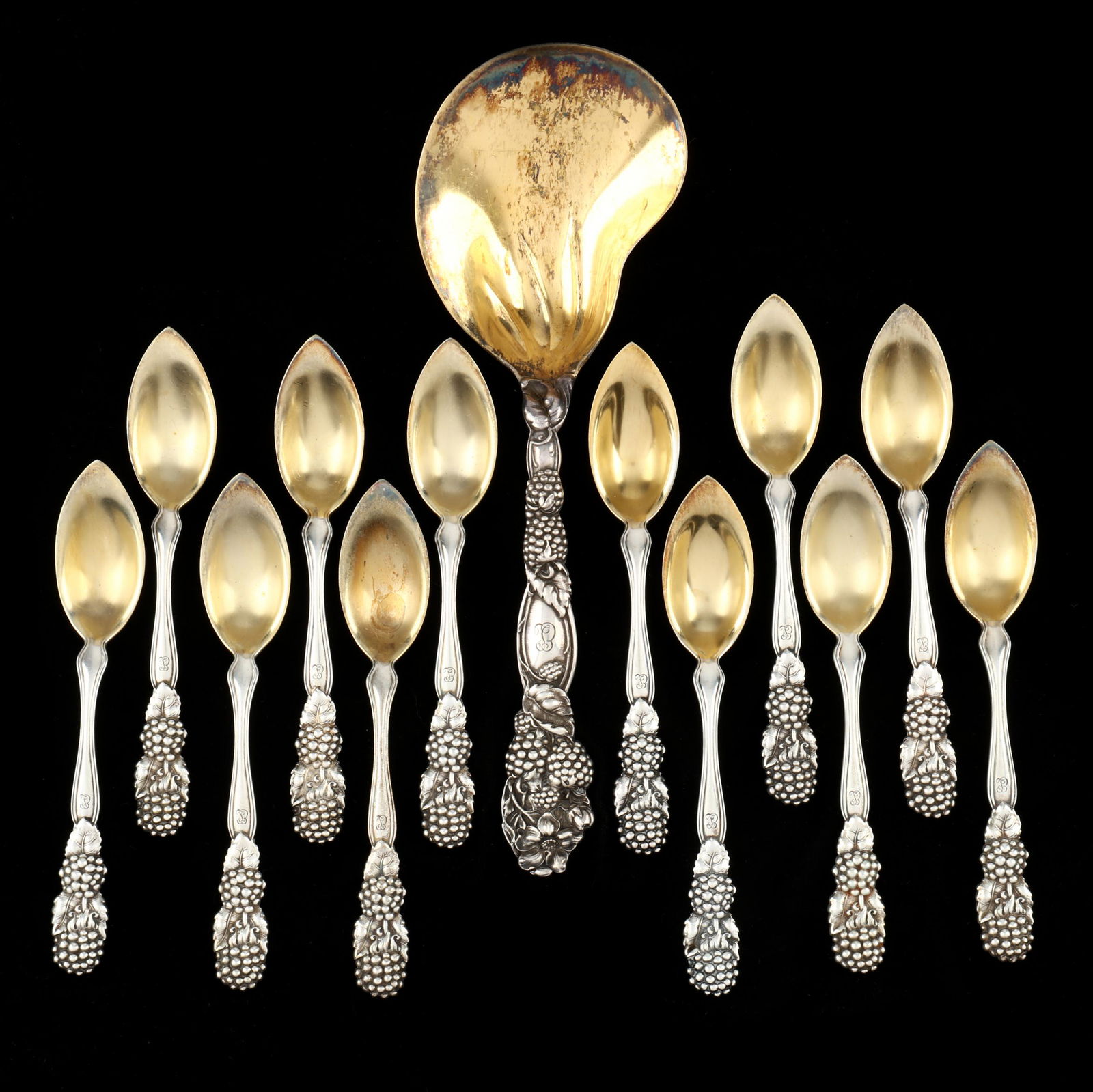 Tiffany & Co.  Blackberry  Parcel Gilt Sterling Silver Serving Set (1 of 3)