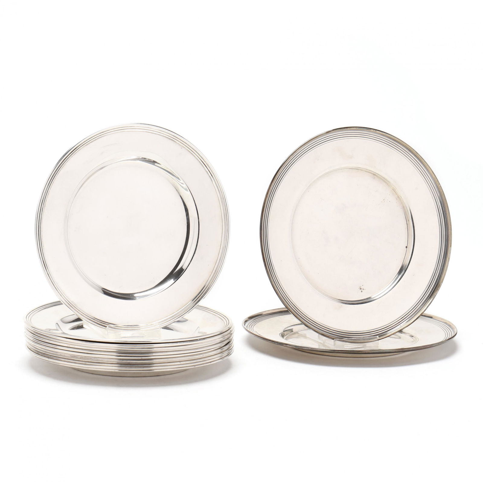 An Assembled Set Of (14) Sterling Silver Bread Plates