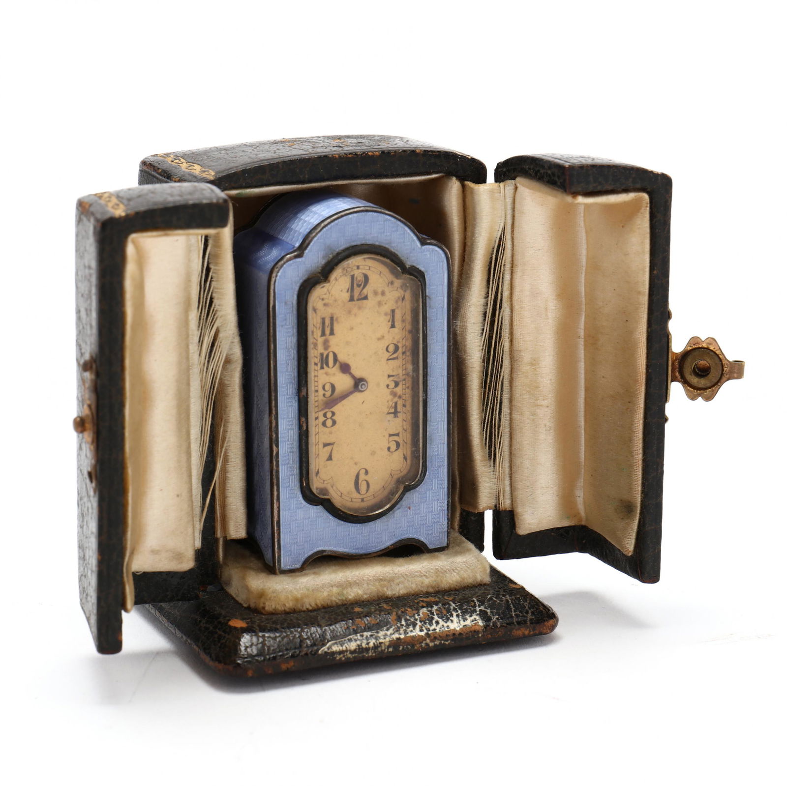 A Fine Swiss .935 Silver and Guilloche Enamel Cased Travel Clock (1 of 14)