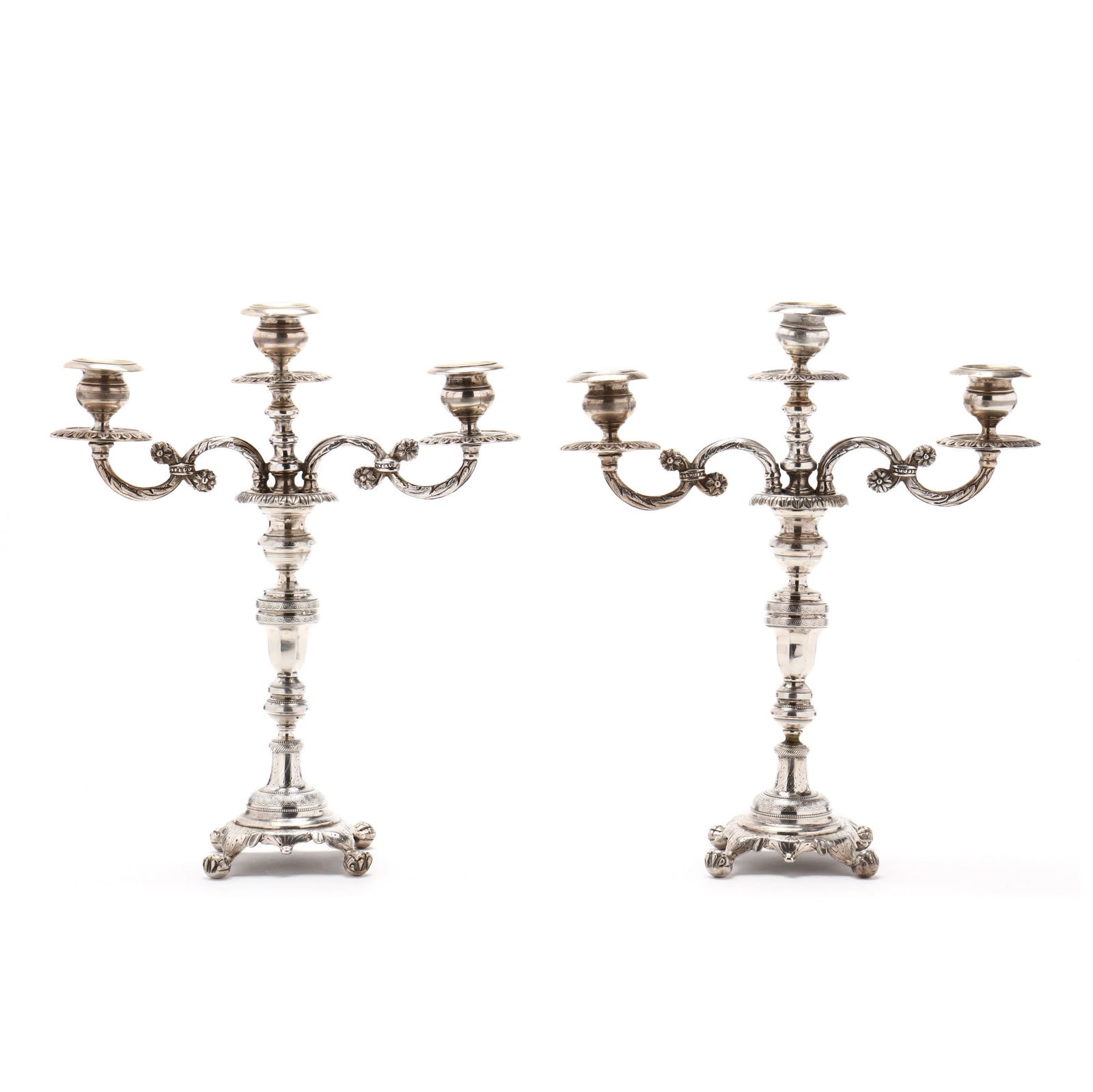 Pair of Continental Silverplate Three Light Candelabra (1 of 8)