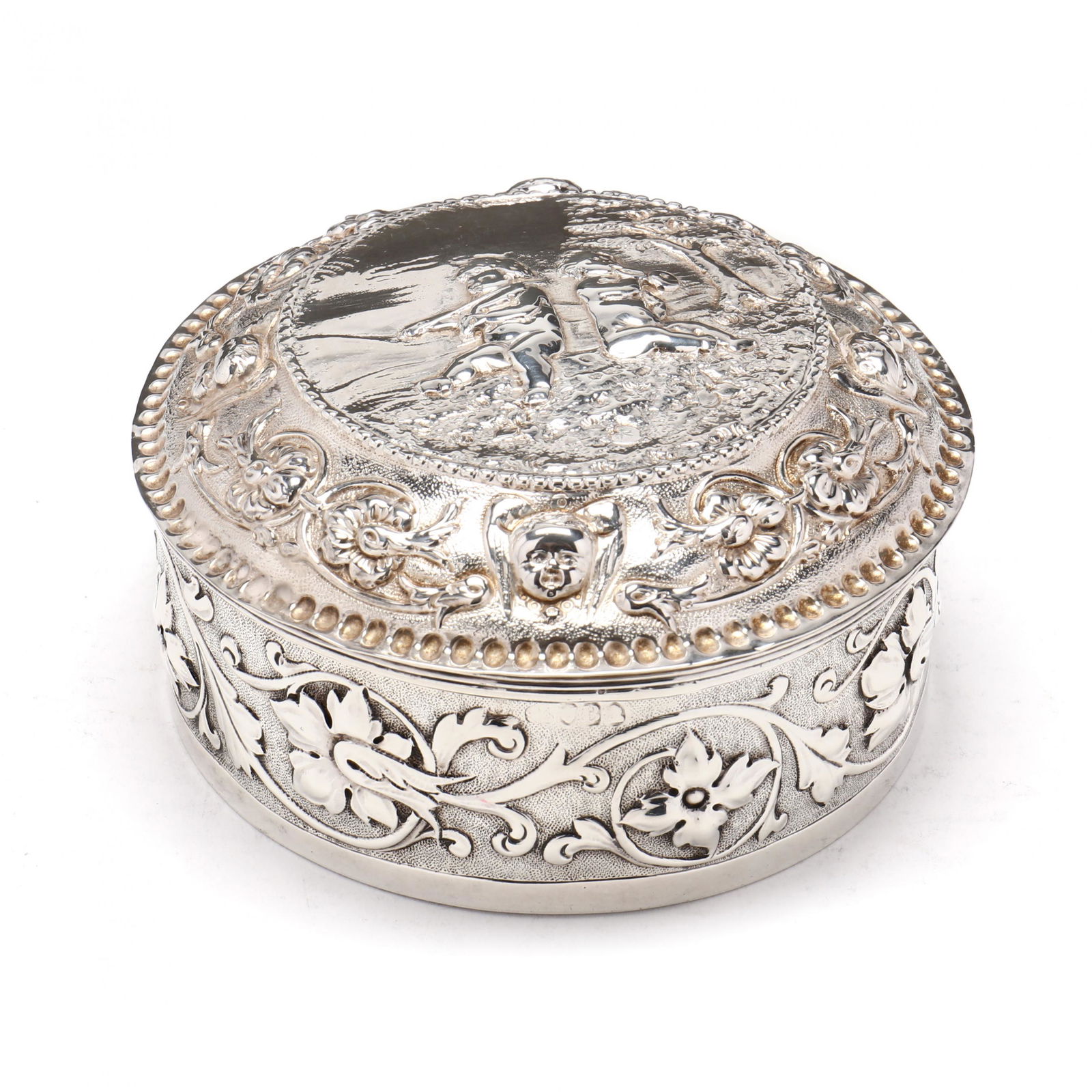 George III Silver Repousse Figural Dresser Box (1 of 9)