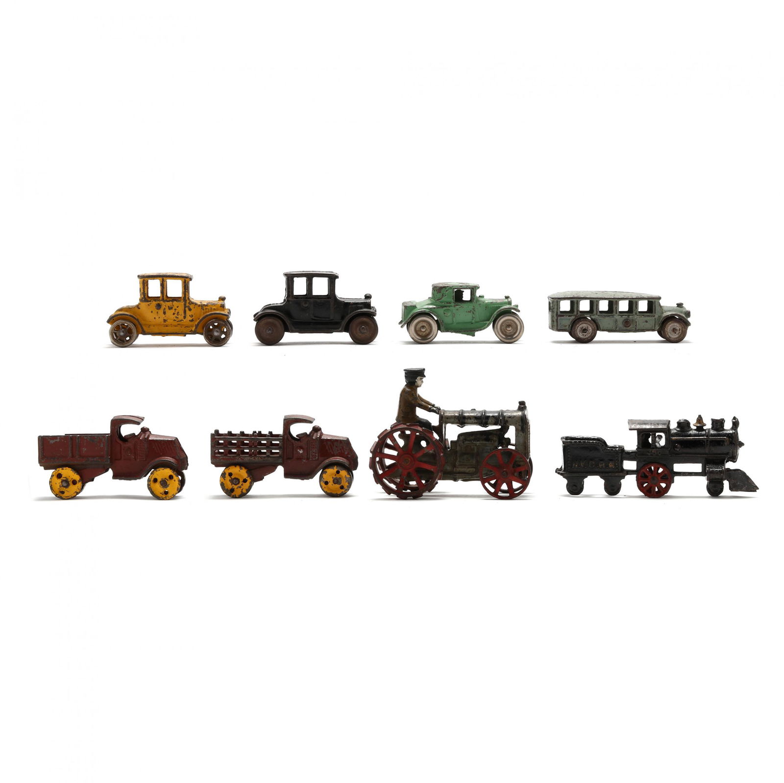 Eight Vintage Cast Iron Vehicles