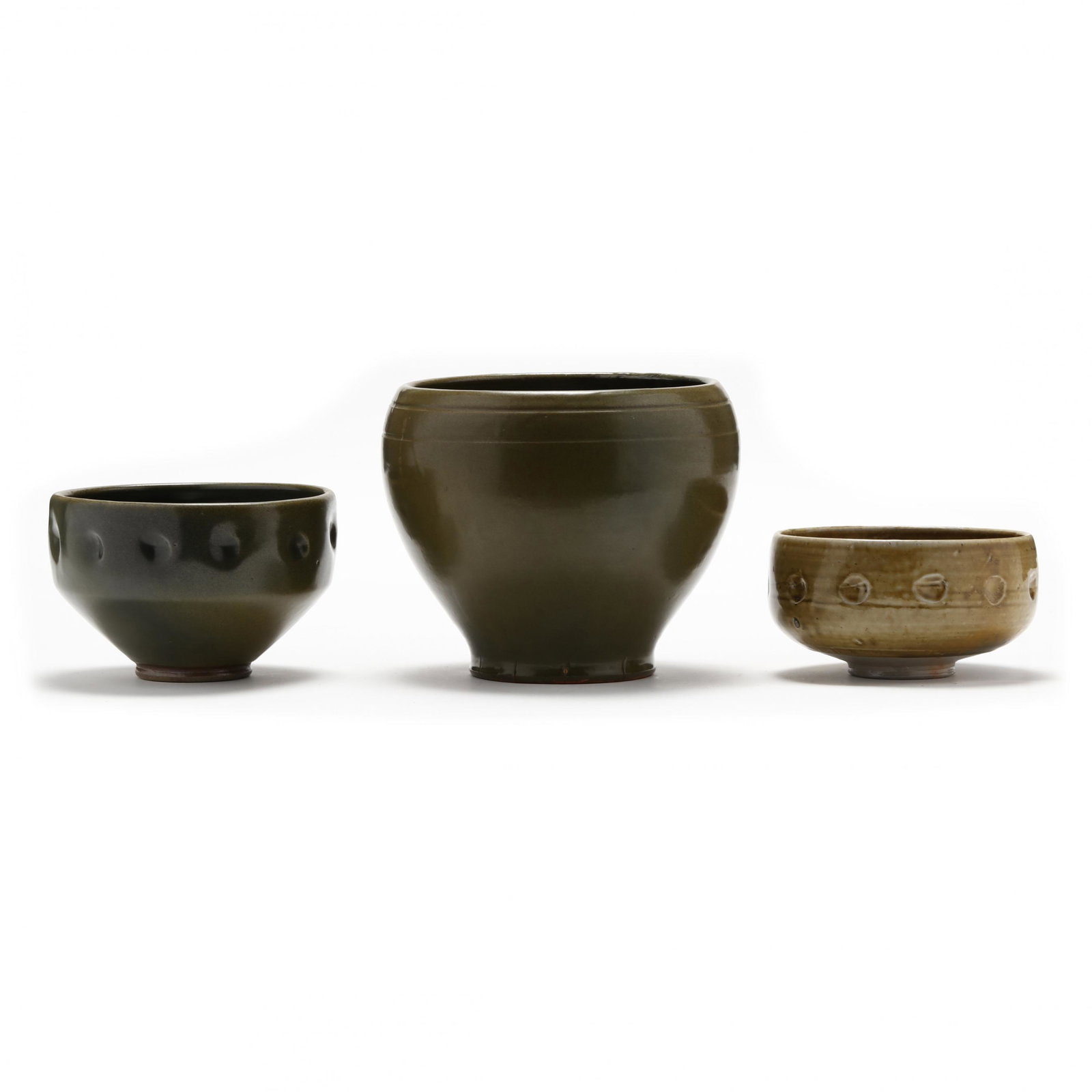 Three Frogskin Glazed Bowls, Ben Owen (Seagrove, NC, 1905-1983) (1 of 7)