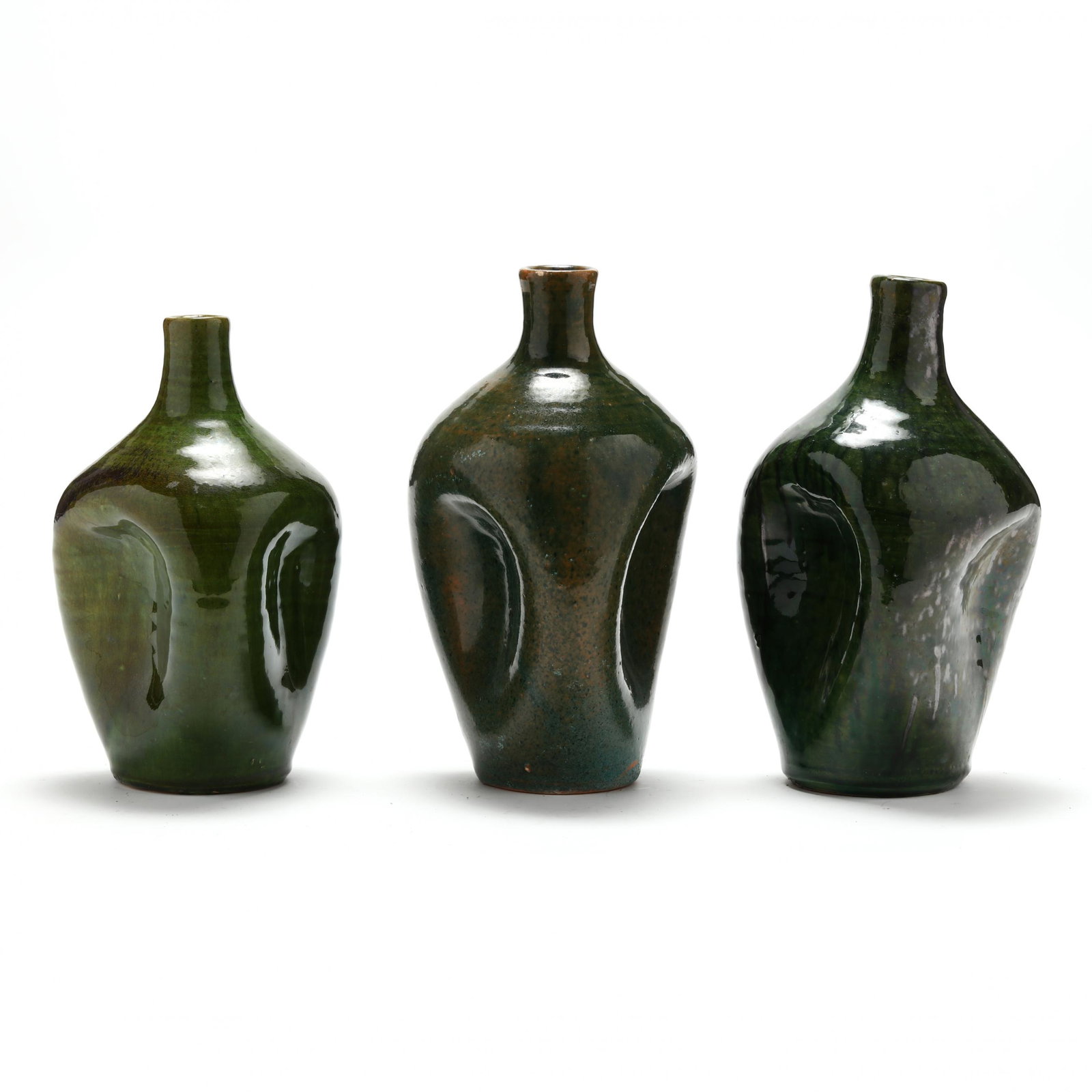 Three NC Pottery Pinch Bottles (1 of 6)