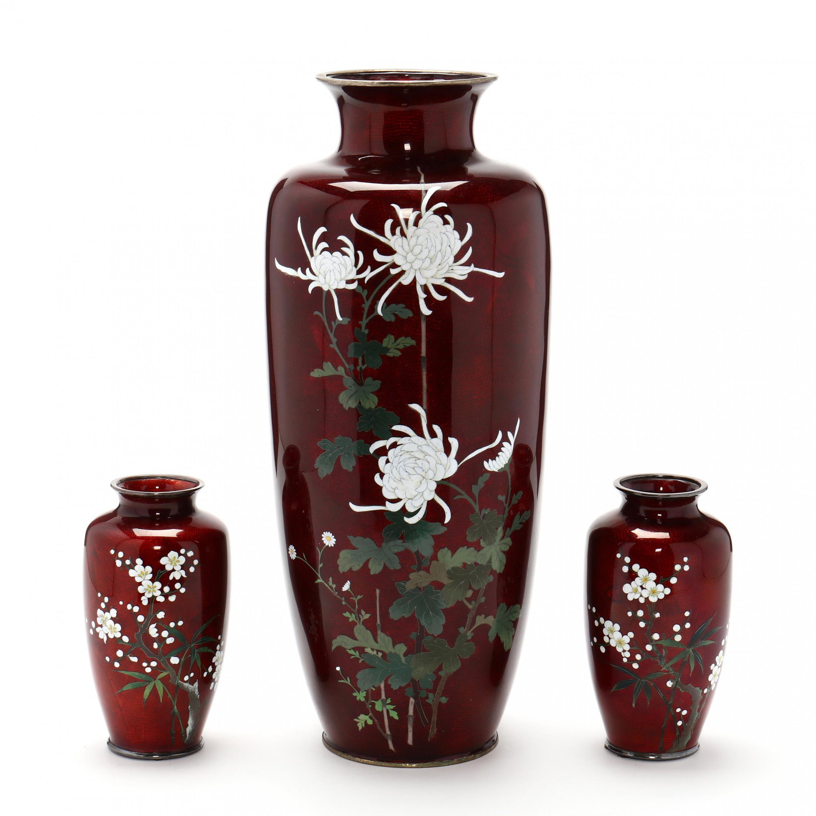 A Group of Japanese Red Cloisonne Vases (1 of 13)