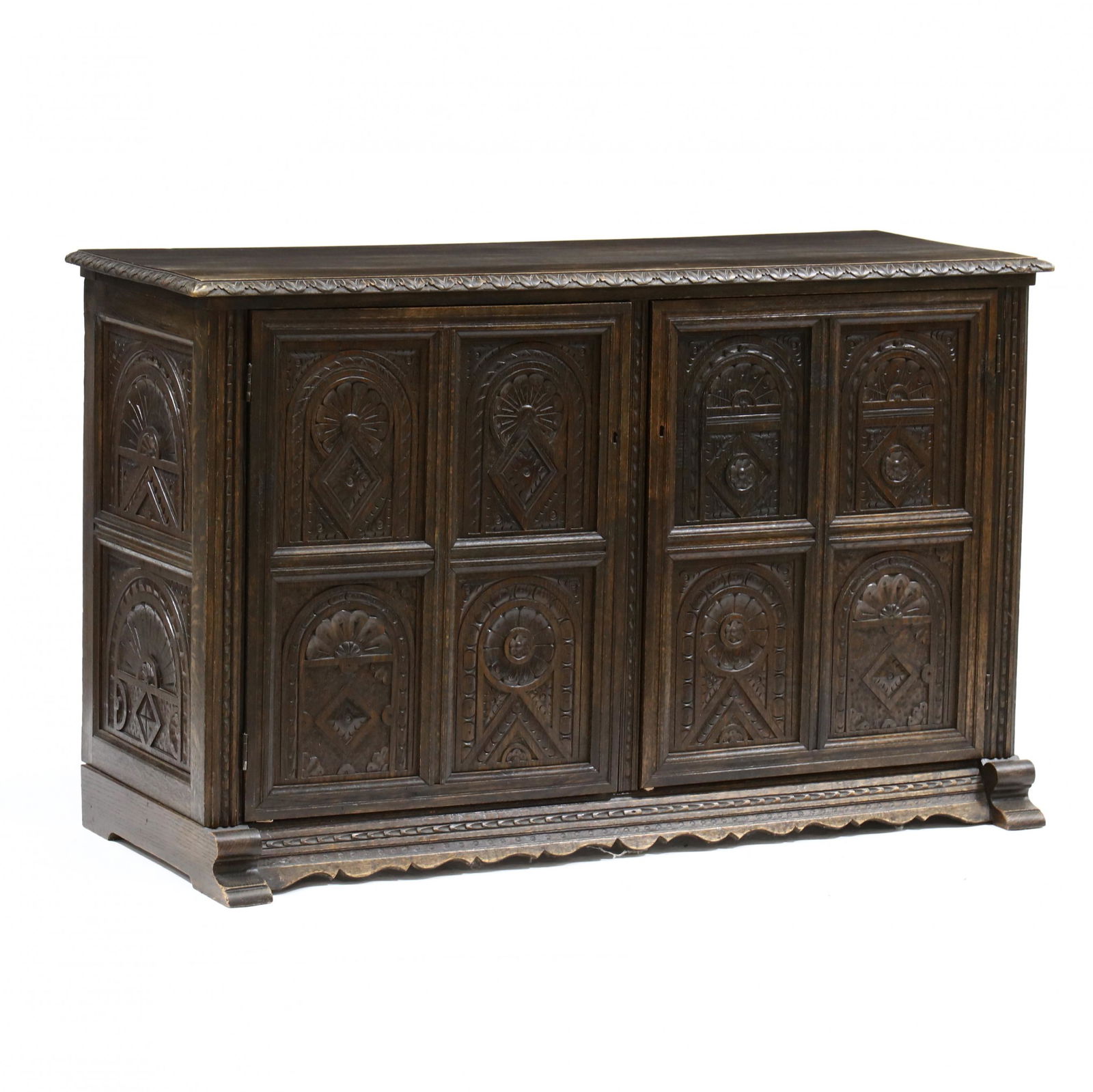 English Jacobean Revival Carved Oak Console Auction