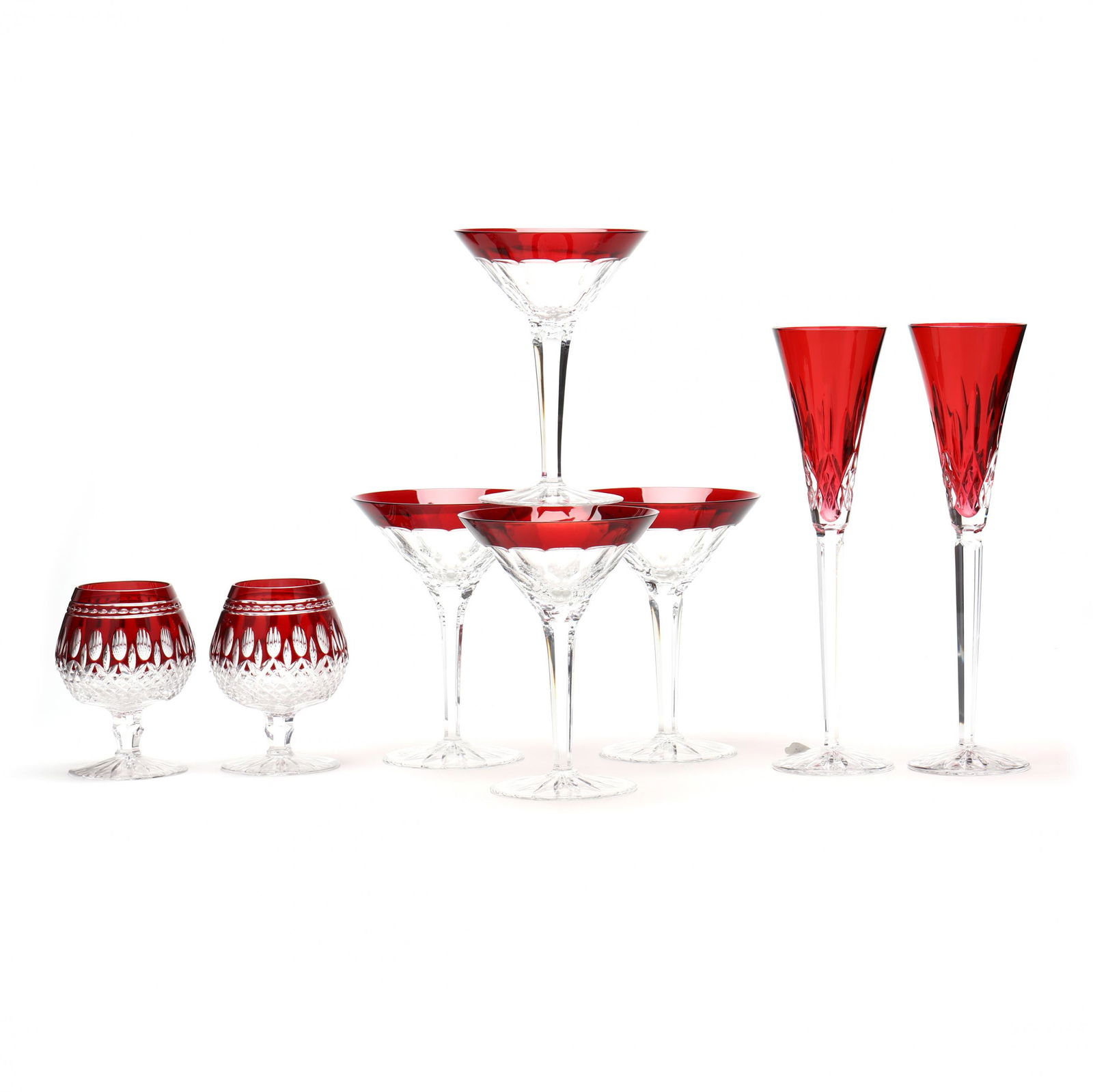 Eight Pieces of Ruby and Clear Waterford Crystal (1 of 11)