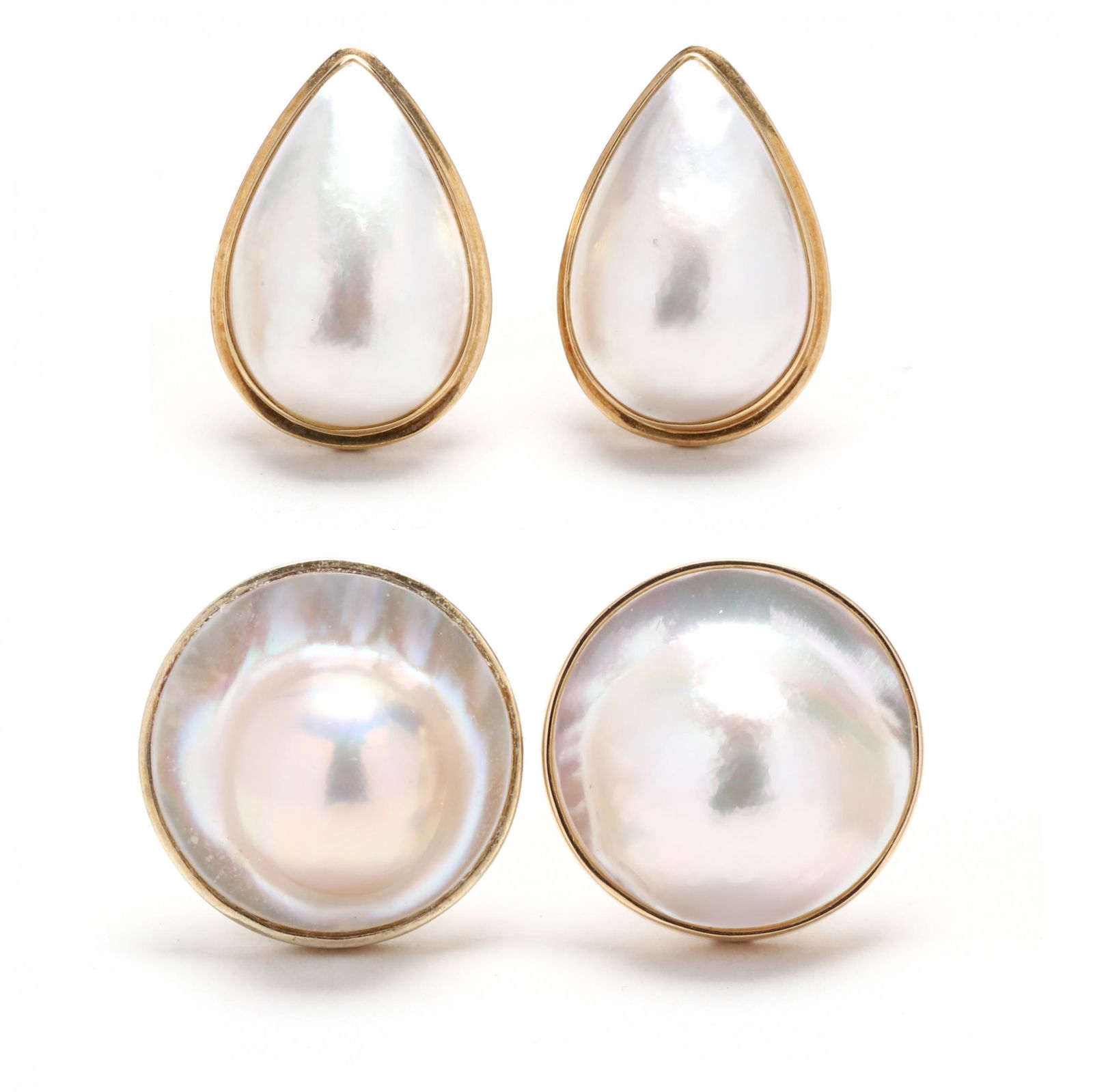Two Pairs of Mabé Pearl Earrings (1 of 5)