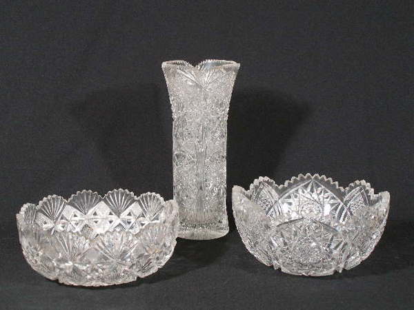 Three Pieces of Cut Glass,