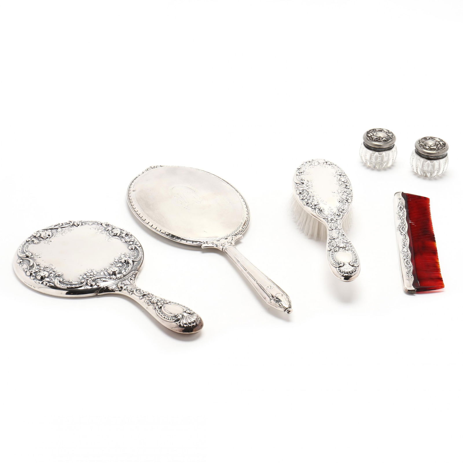A Six Piece Assembled Sterling Silver Vanity Set (1 of 11)